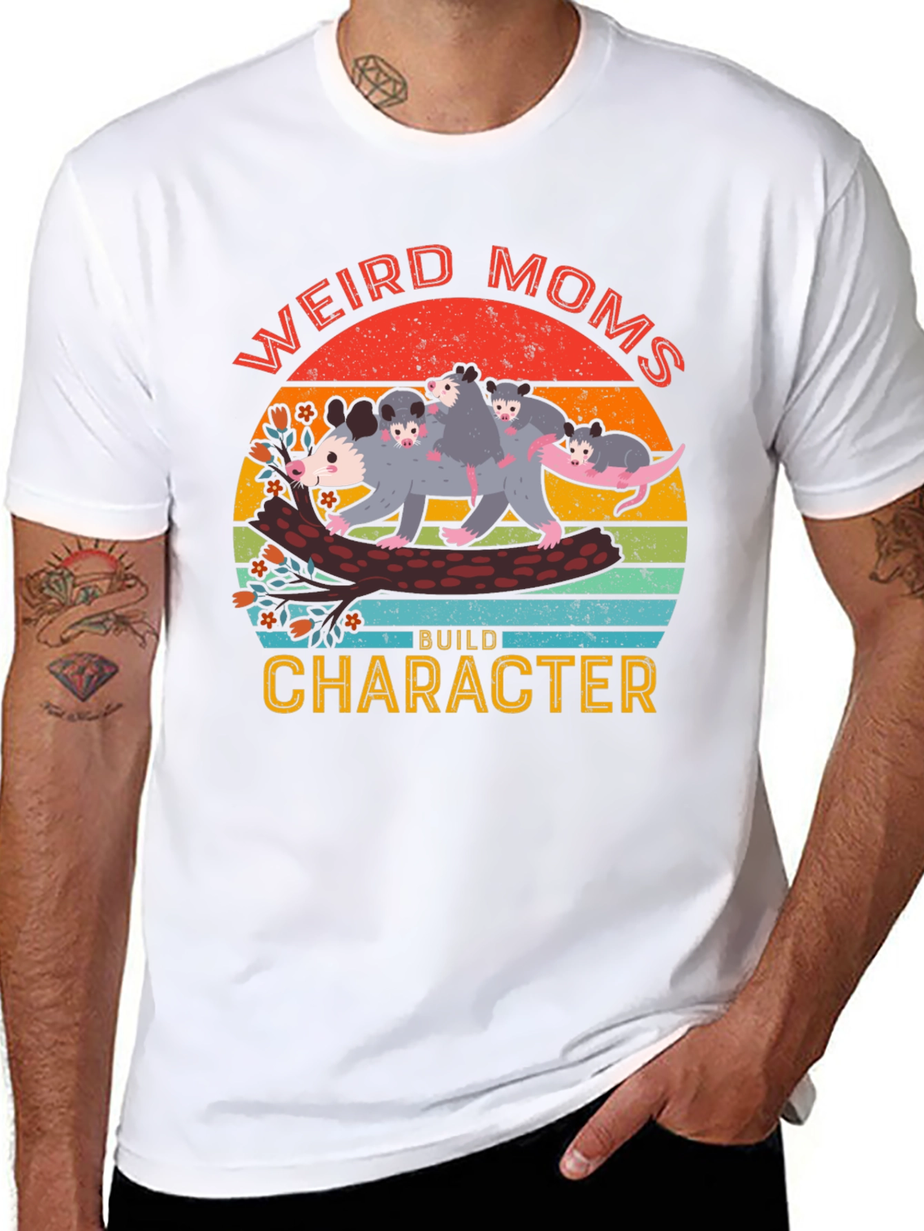 Weird Moms Build Character Opossum Graphic Tee