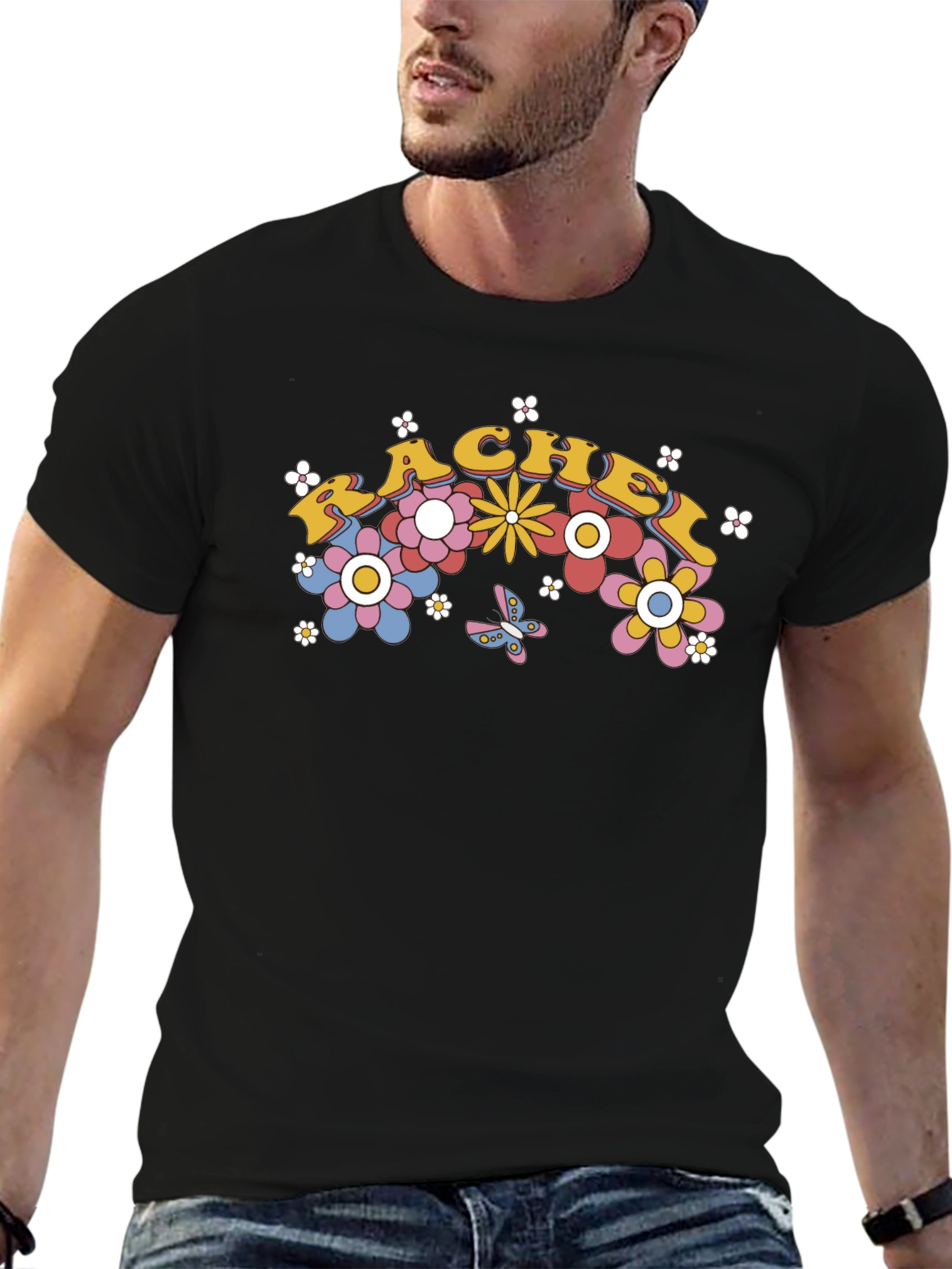 Rachel Floral Retro Black T-Shirt