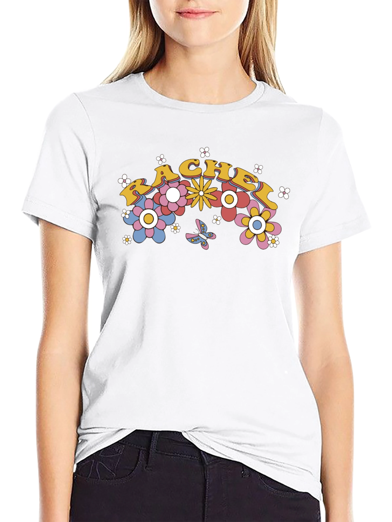 Rachel Floral Retro Black T-Shirt