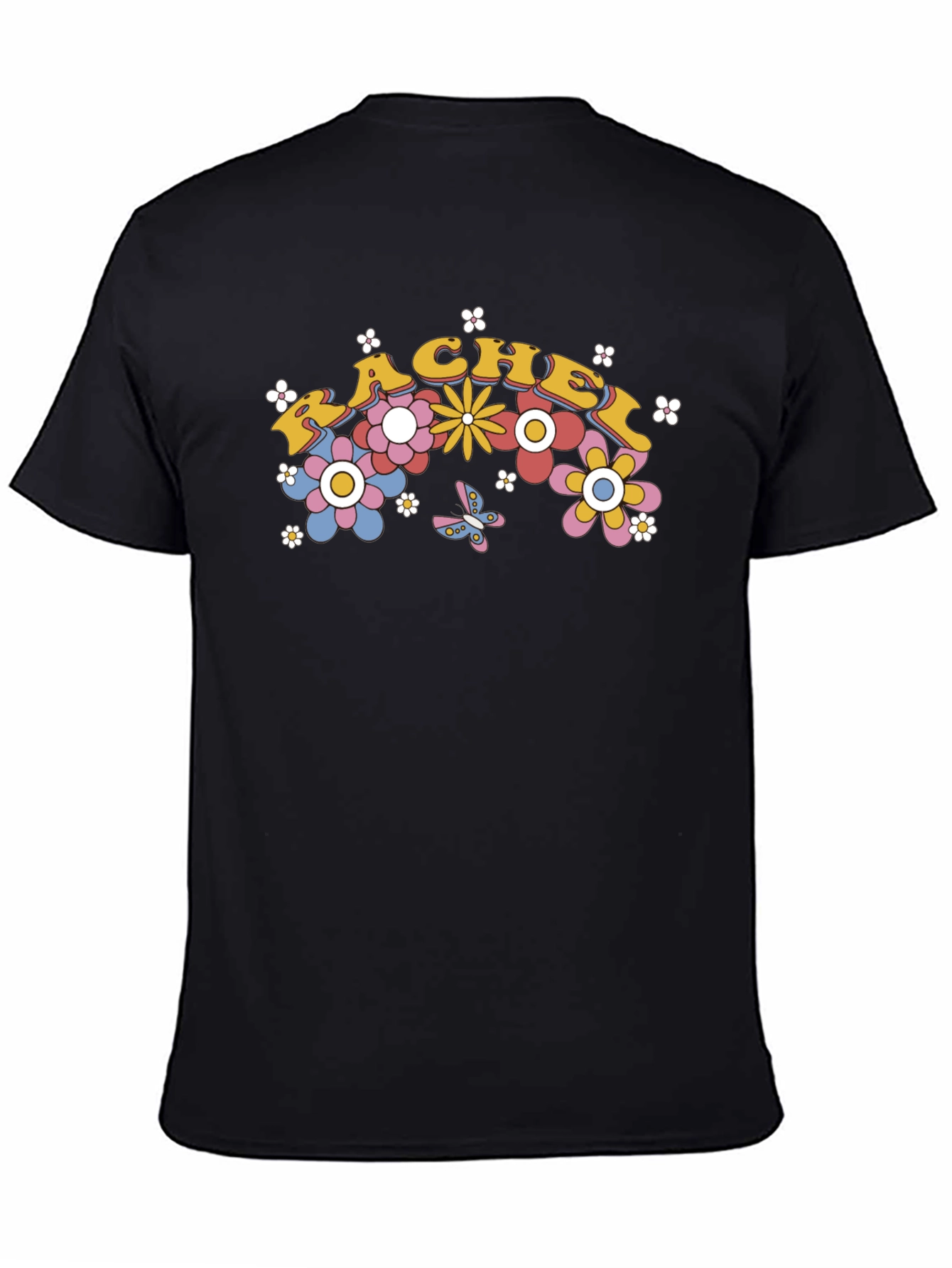 Rachel Floral Retro Black T-Shirt