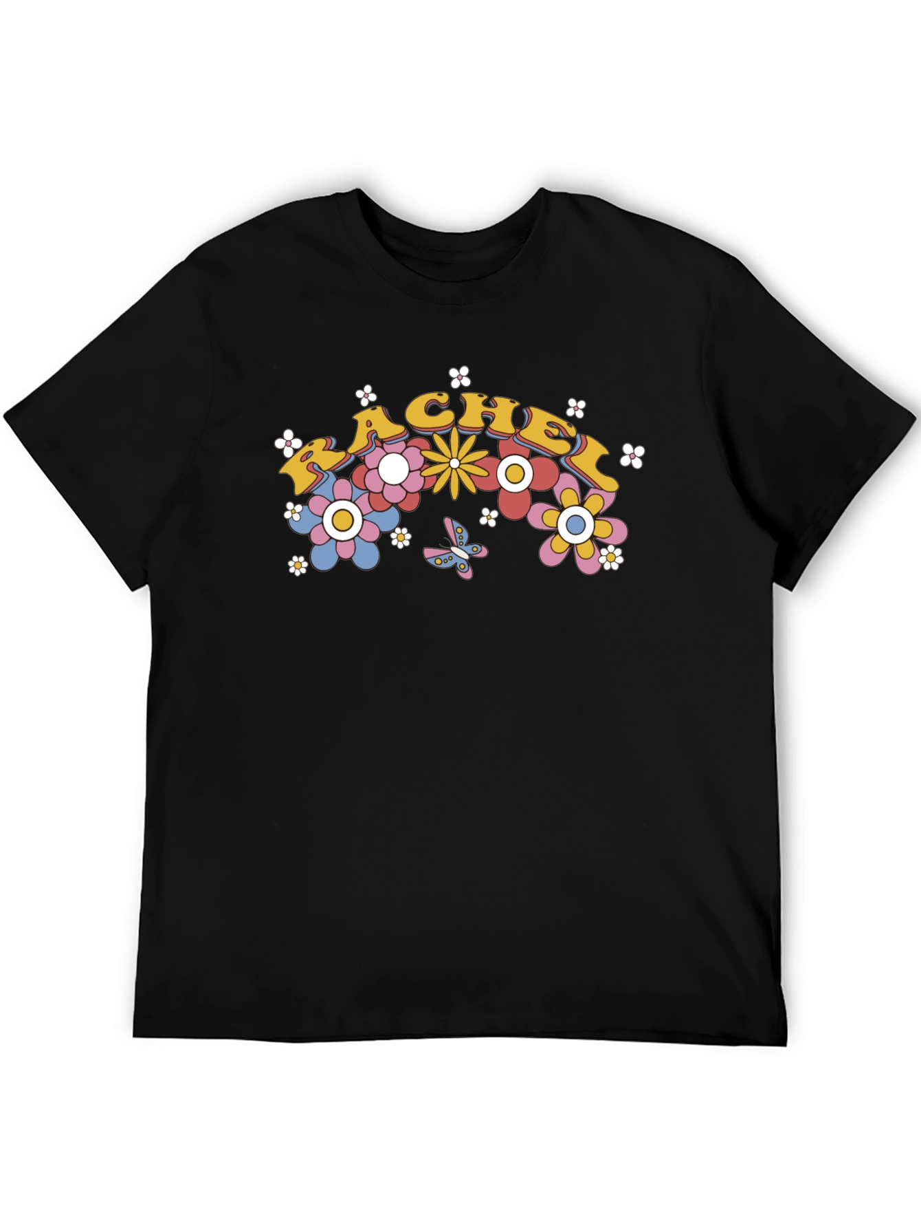 Rachel Floral Retro Black T-Shirt