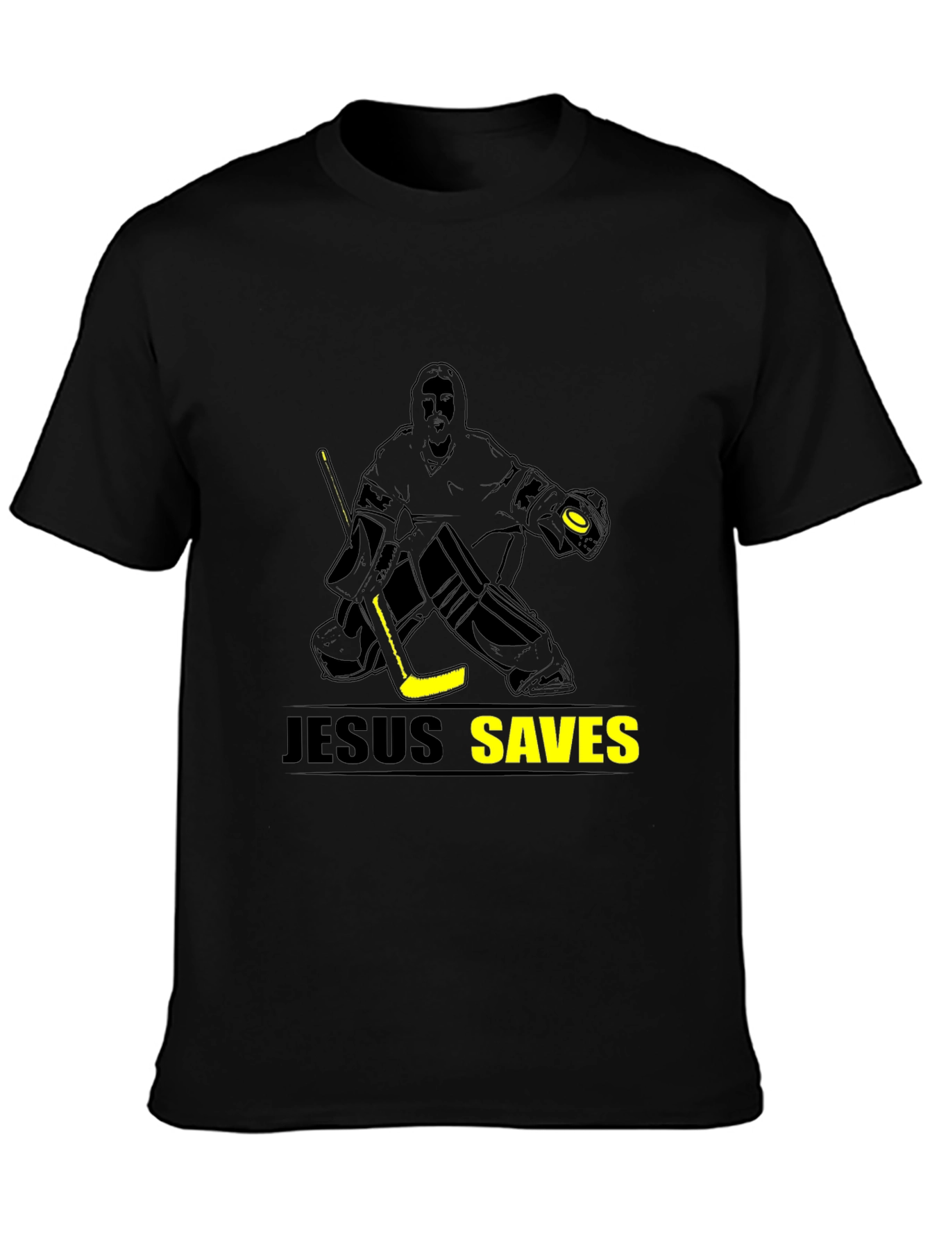 Jesus Saves Hockey T-Shirt - Black