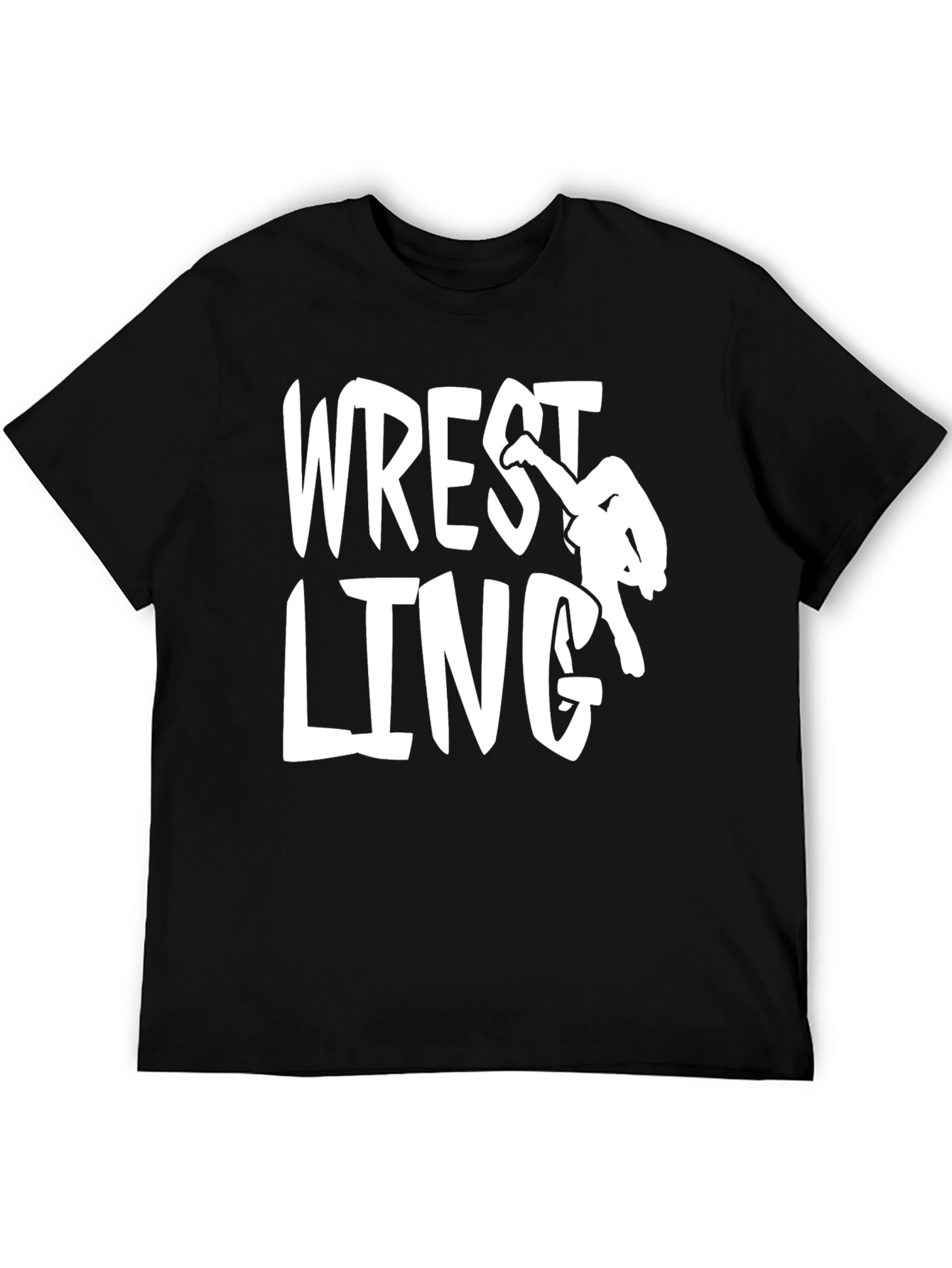 Wrestling Graphic Print Black T-Shirt