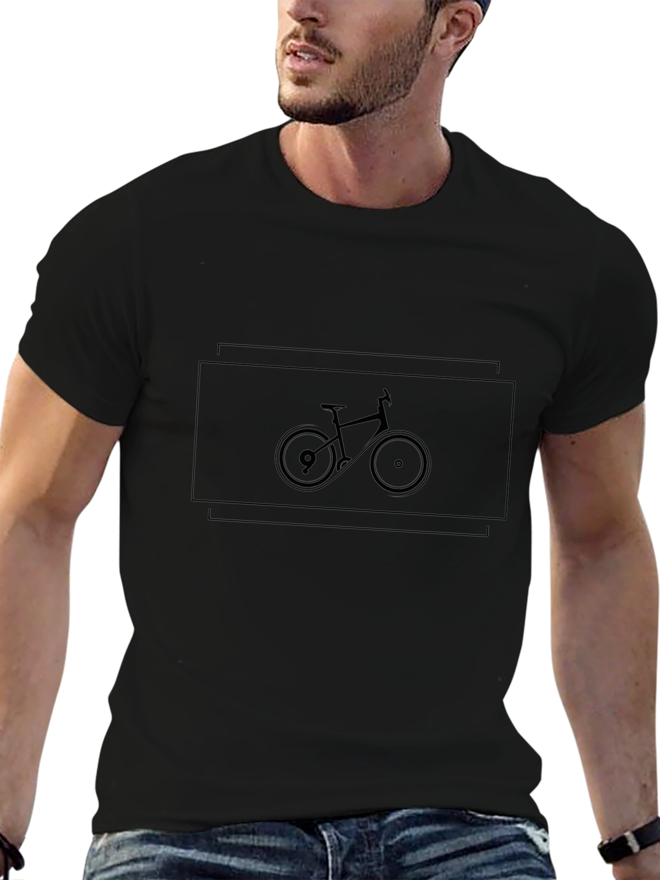 Mens Black Bicycle Graphic T-Shirt