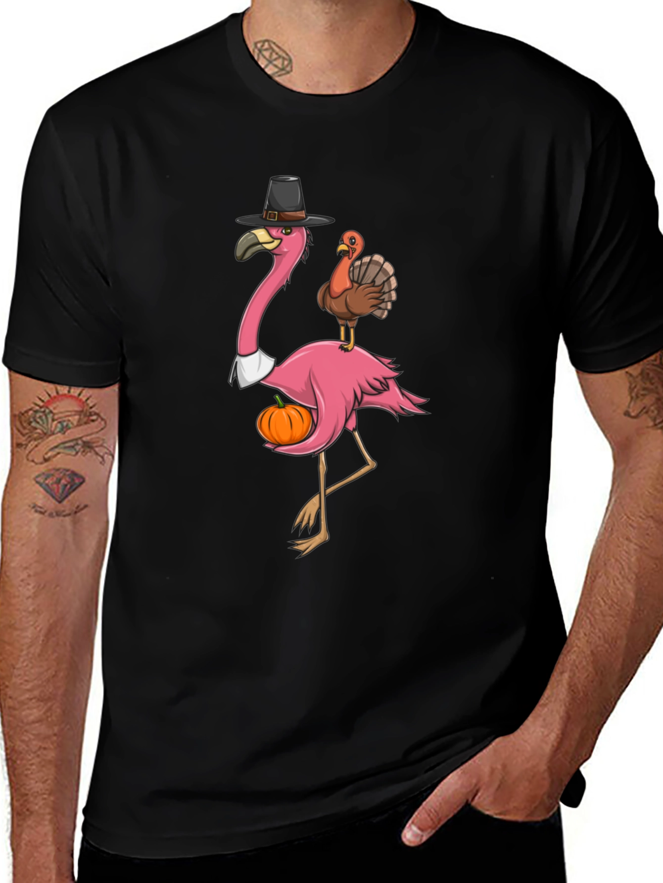 Festive Flamingo Thanksgiving T-Shirt