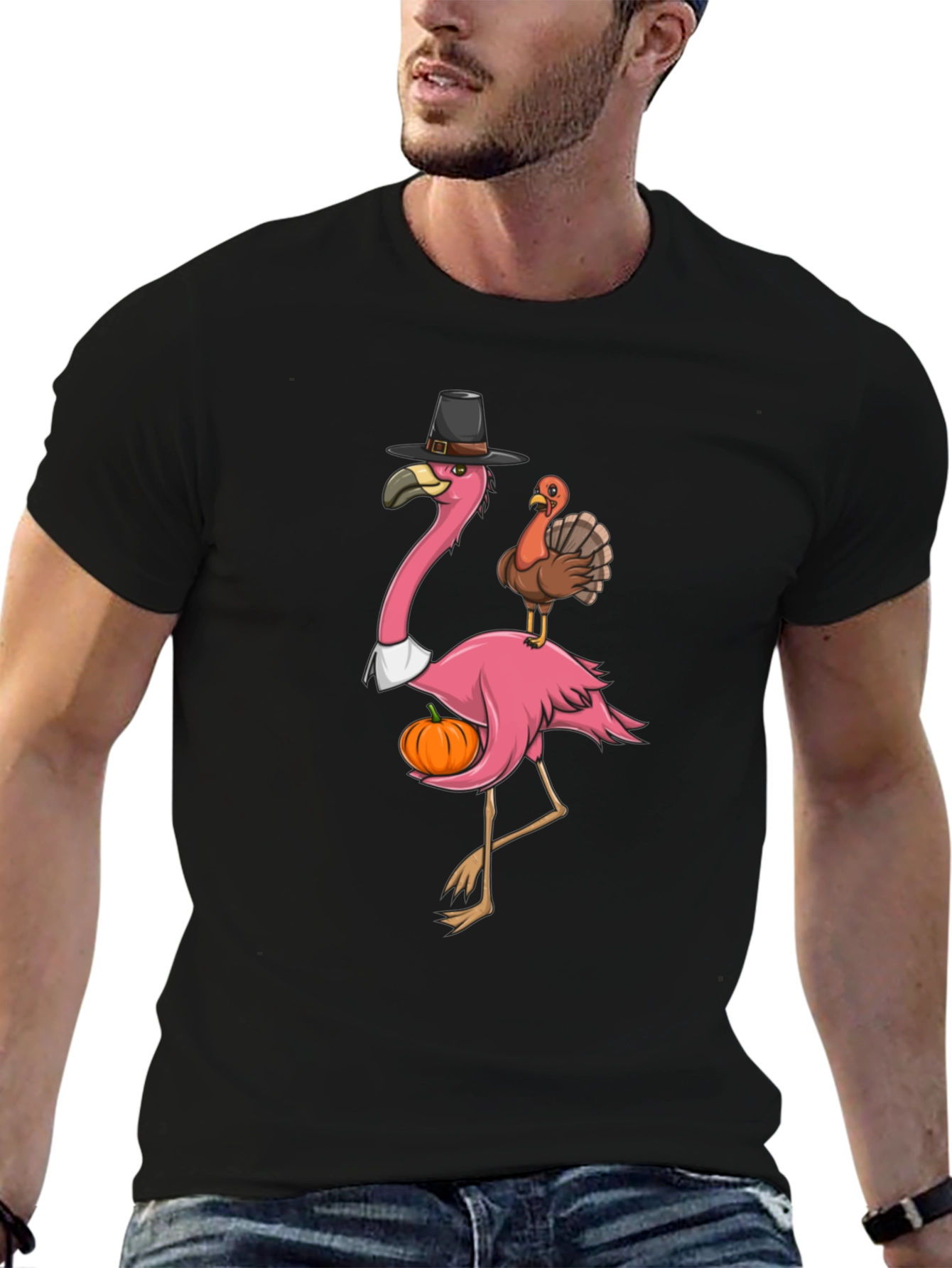 Festive Flamingo Thanksgiving T-Shirt