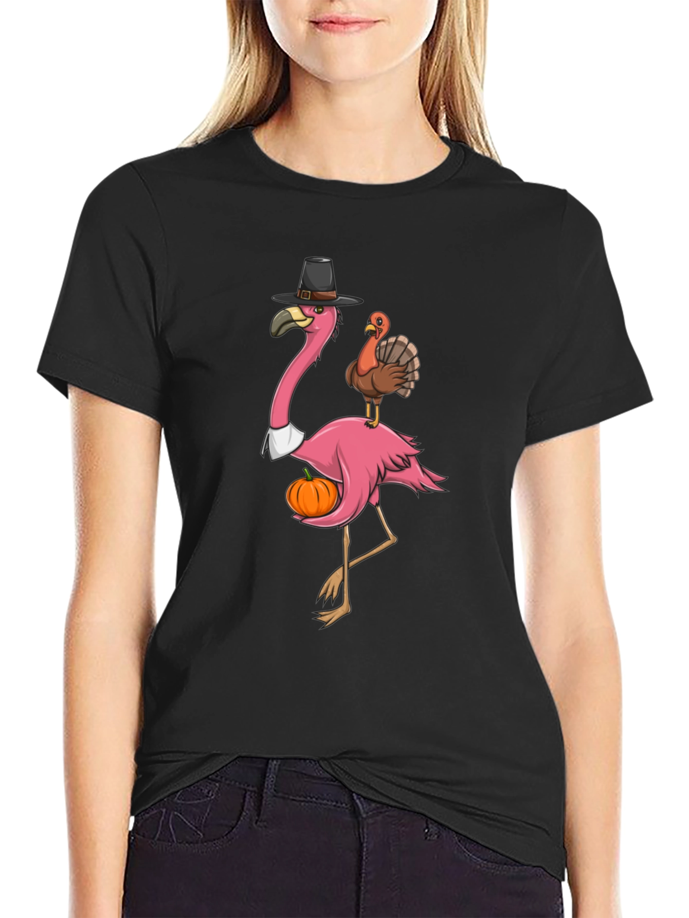 Festive Flamingo Thanksgiving T-Shirt