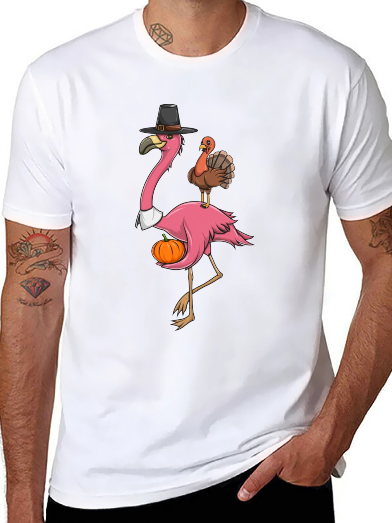 Festive Flamingo Thanksgiving T-Shirt