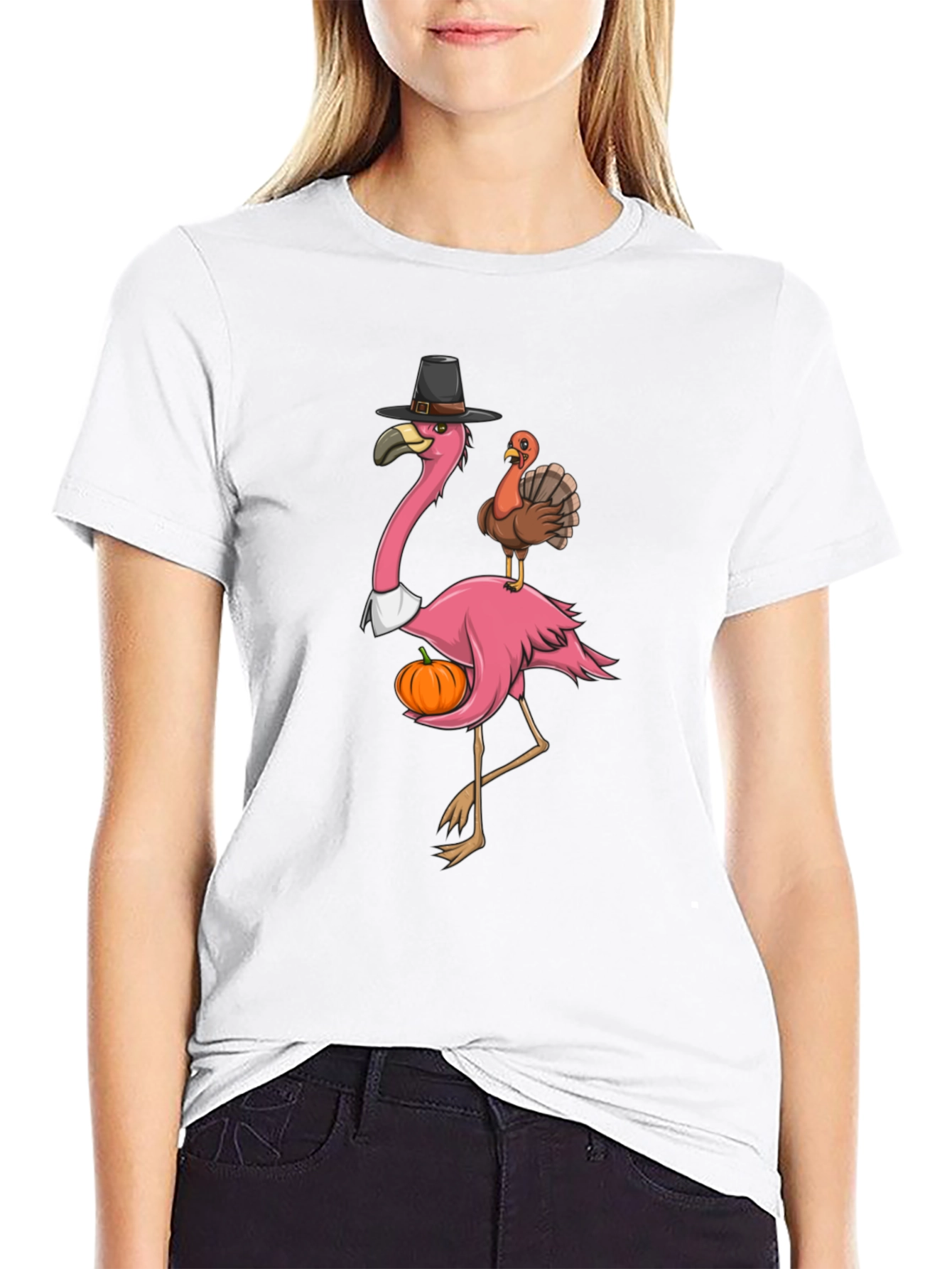 Festive Flamingo Thanksgiving T-Shirt