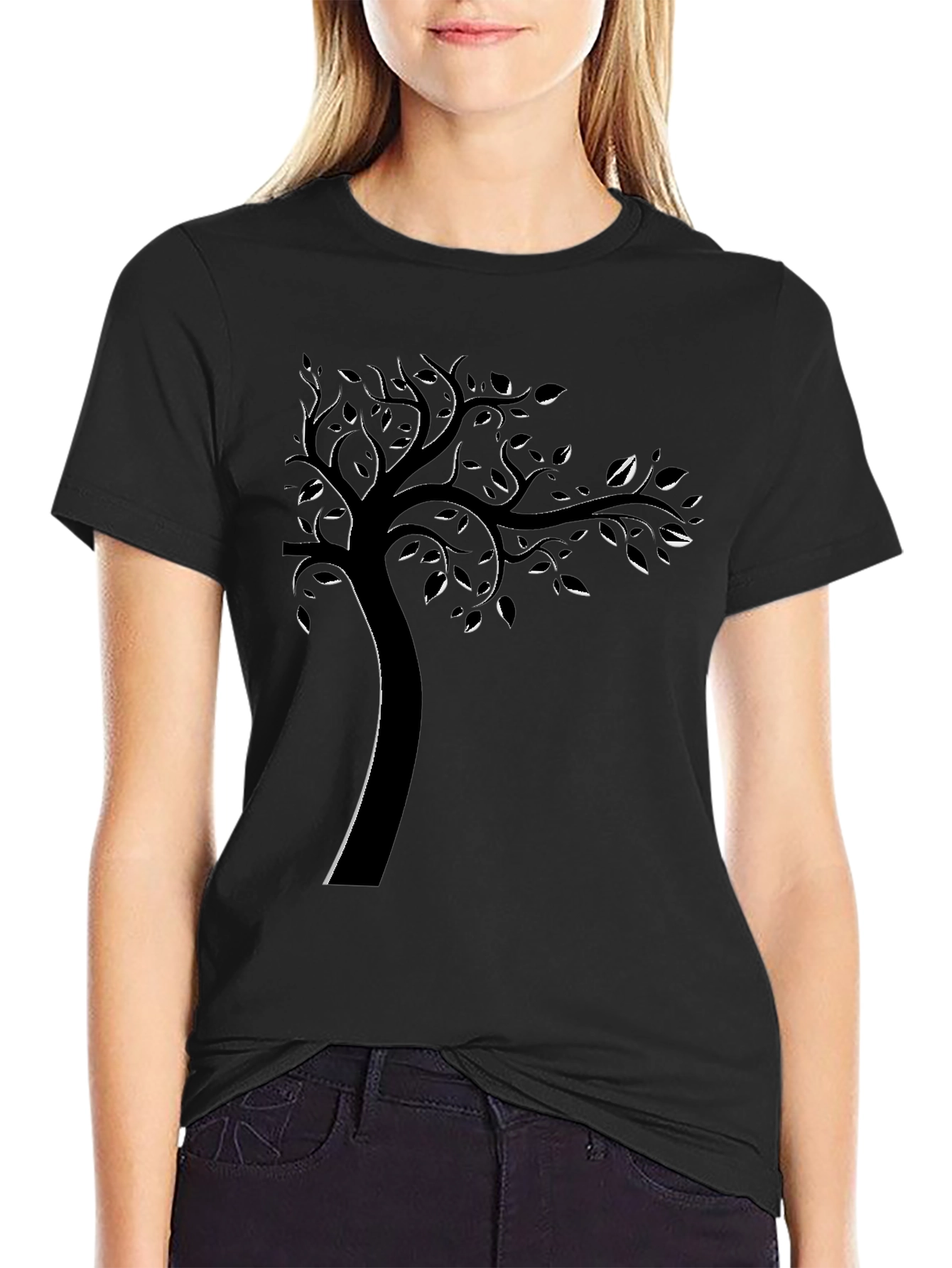 Abstract Tree Graphic Print Crew Neck T-Shirt