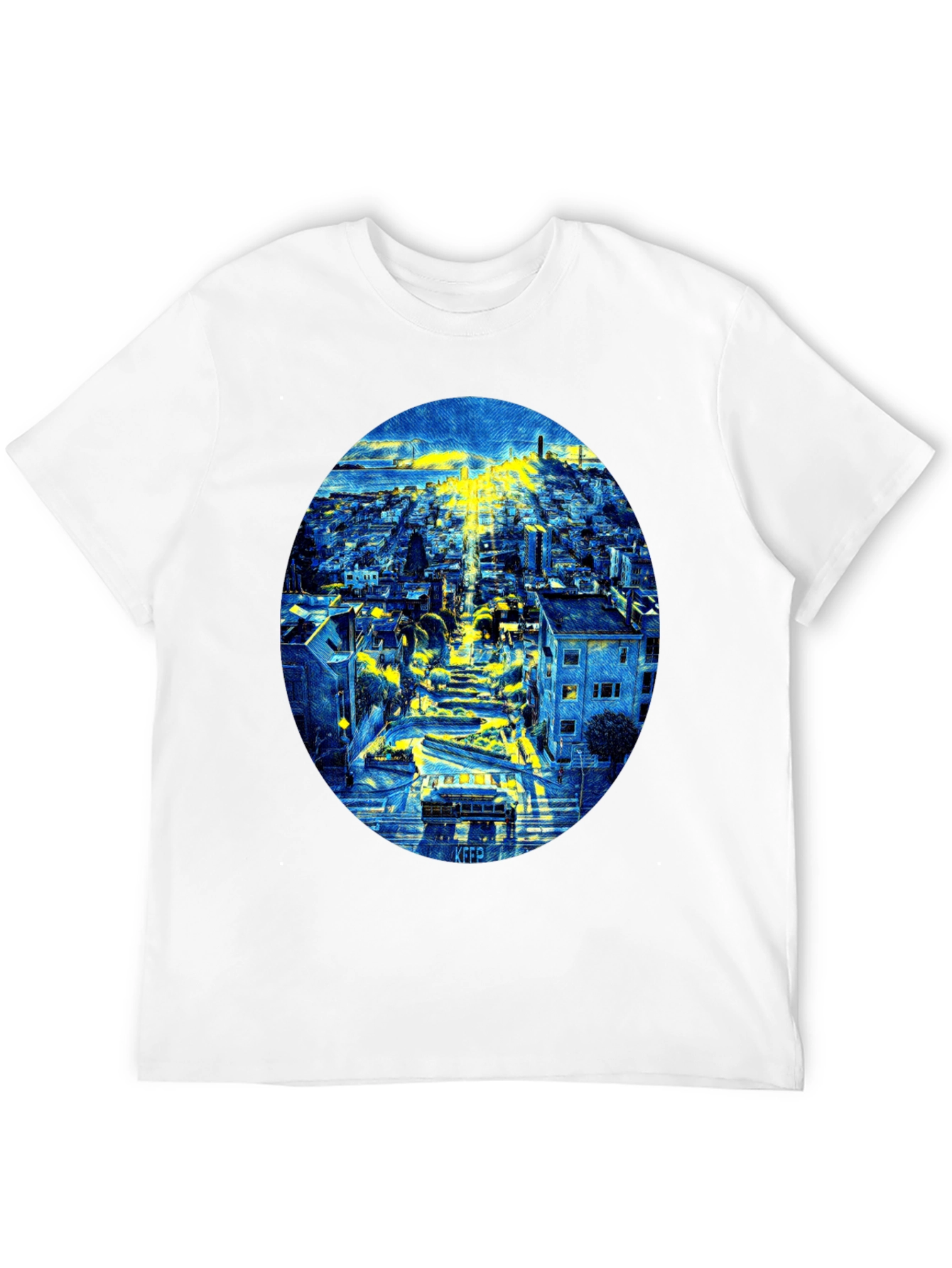 Cityscape Oval Print Black T-Shirt