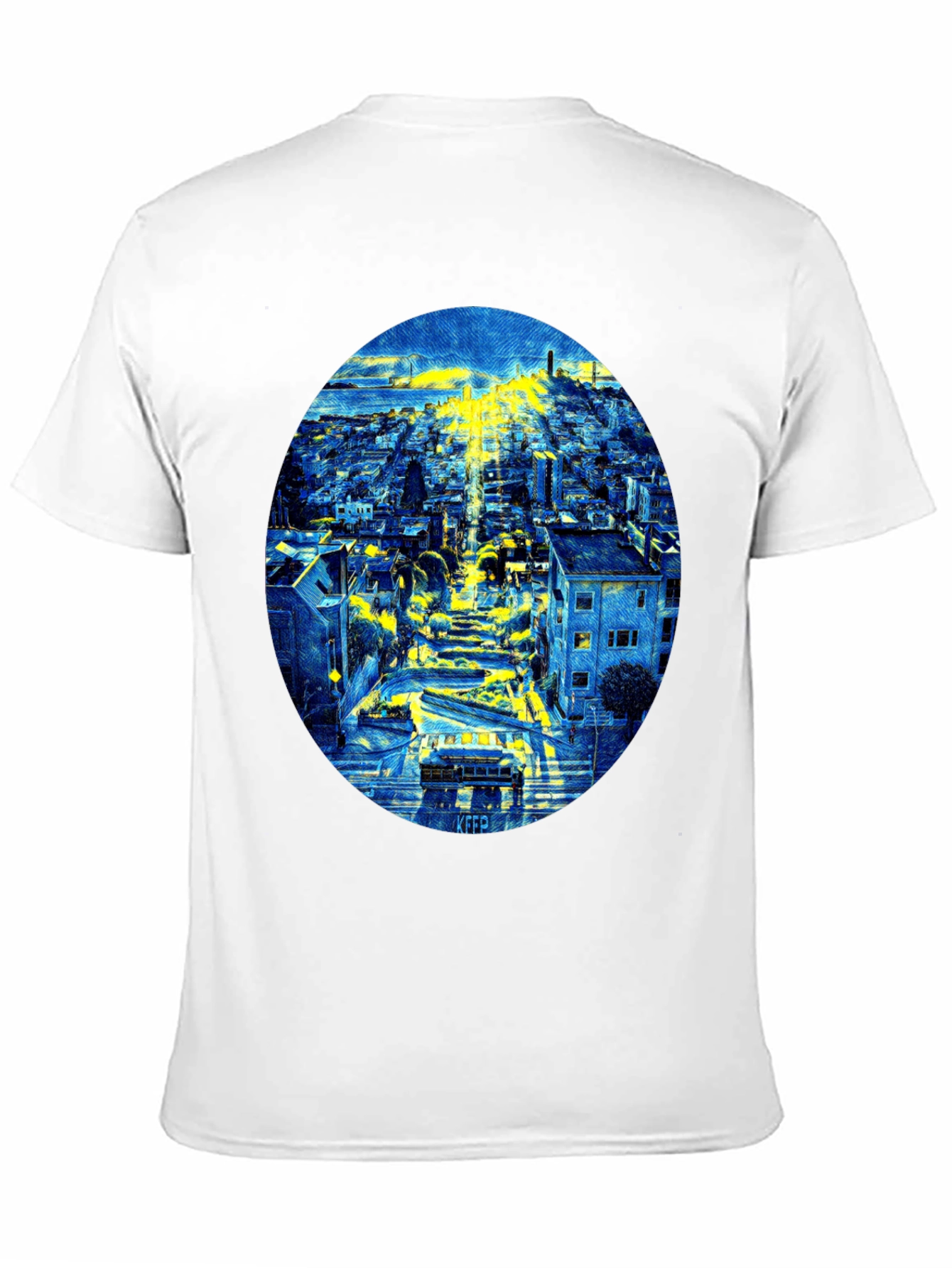 Cityscape Oval Print Black T-Shirt