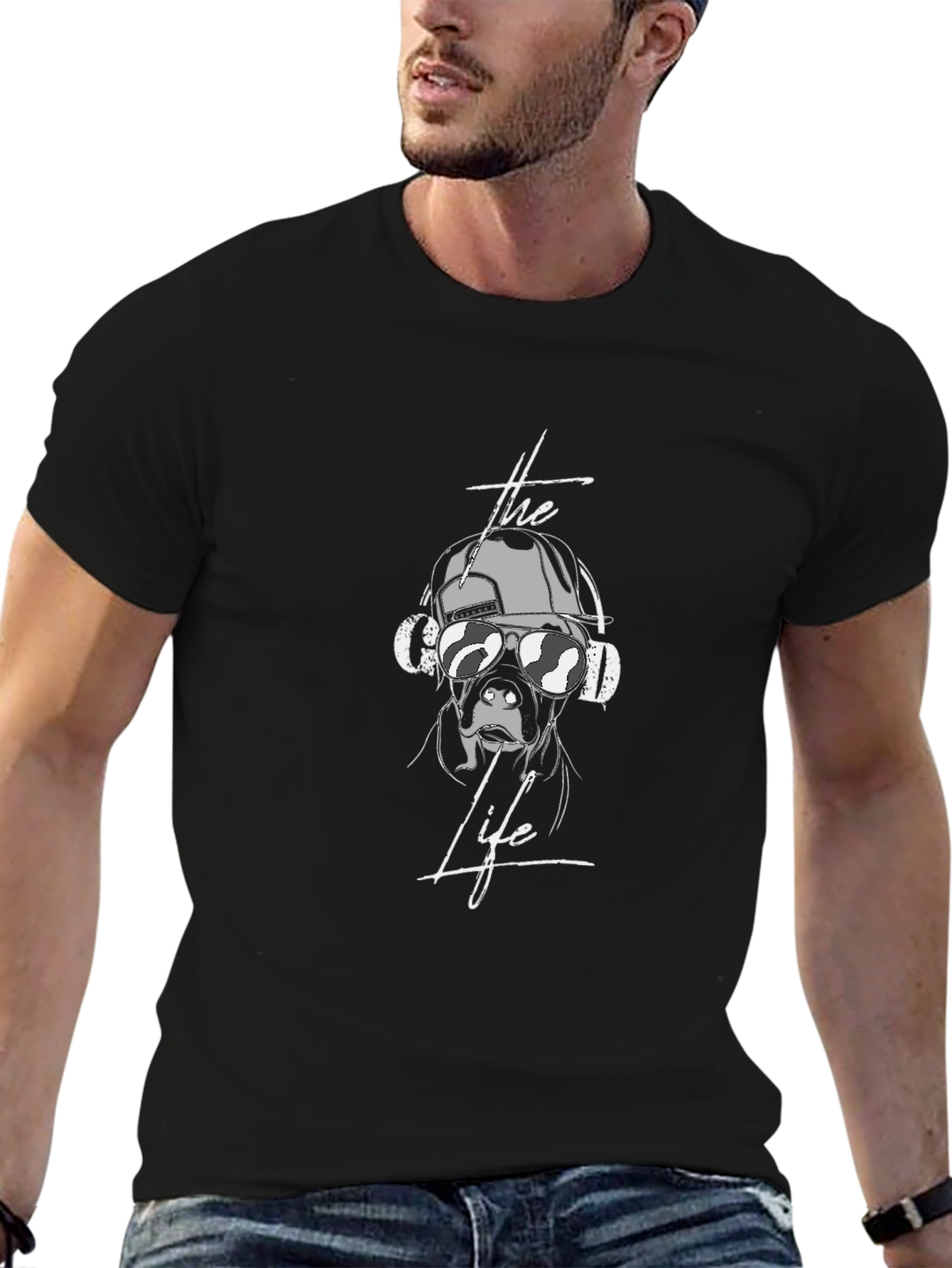 Dog in Shades Graphic Tee - Cool Canine Style