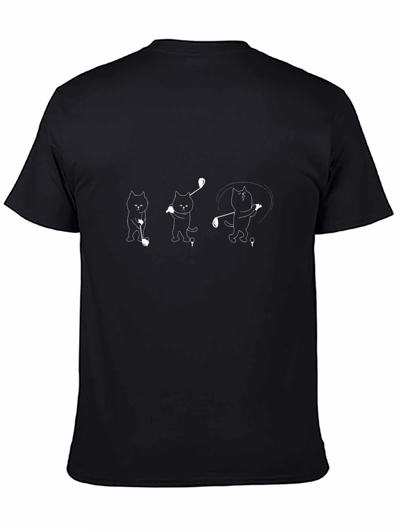 Golfing Cats Graphic Tee - Black Cotton T-Shirt