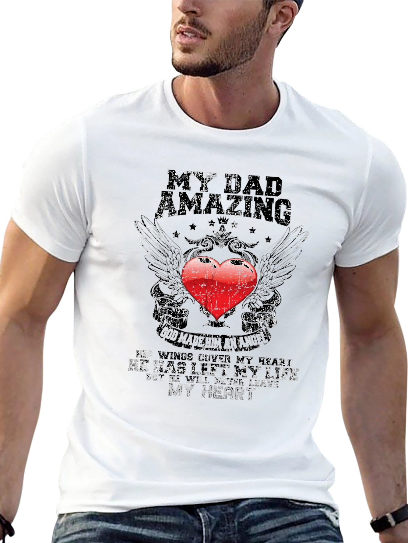 My Dad Amazing T-Shirt - Memorial Heart Design