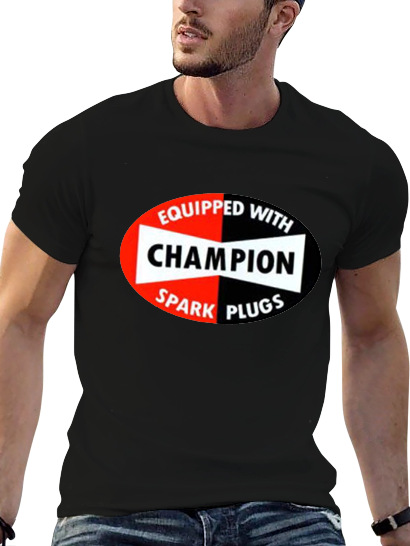 Champion Spark Plugs Graphic Tee - Retro Black T-Shirt