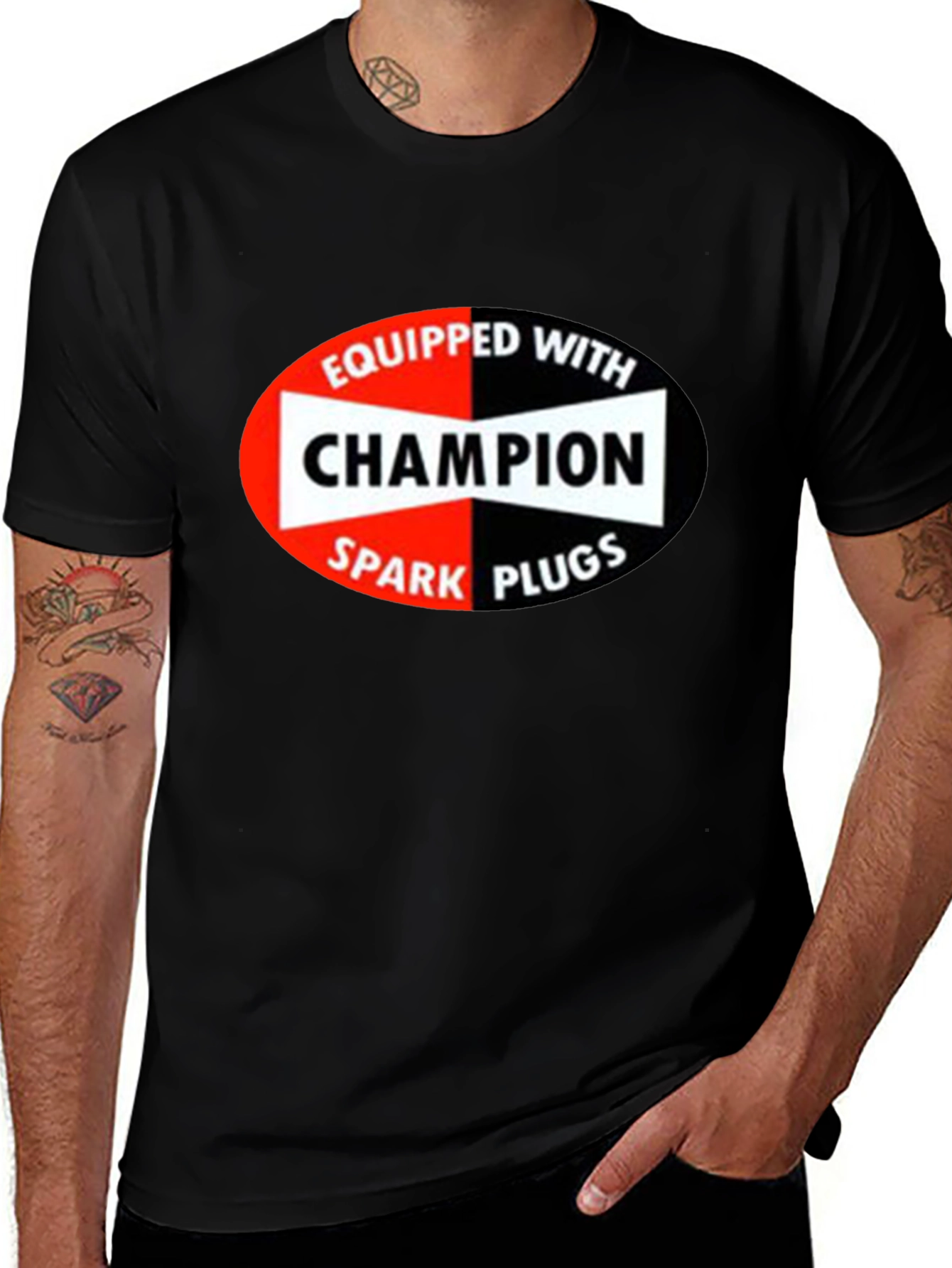 Champion Spark Plugs Graphic Tee - Retro Black T-Shirt