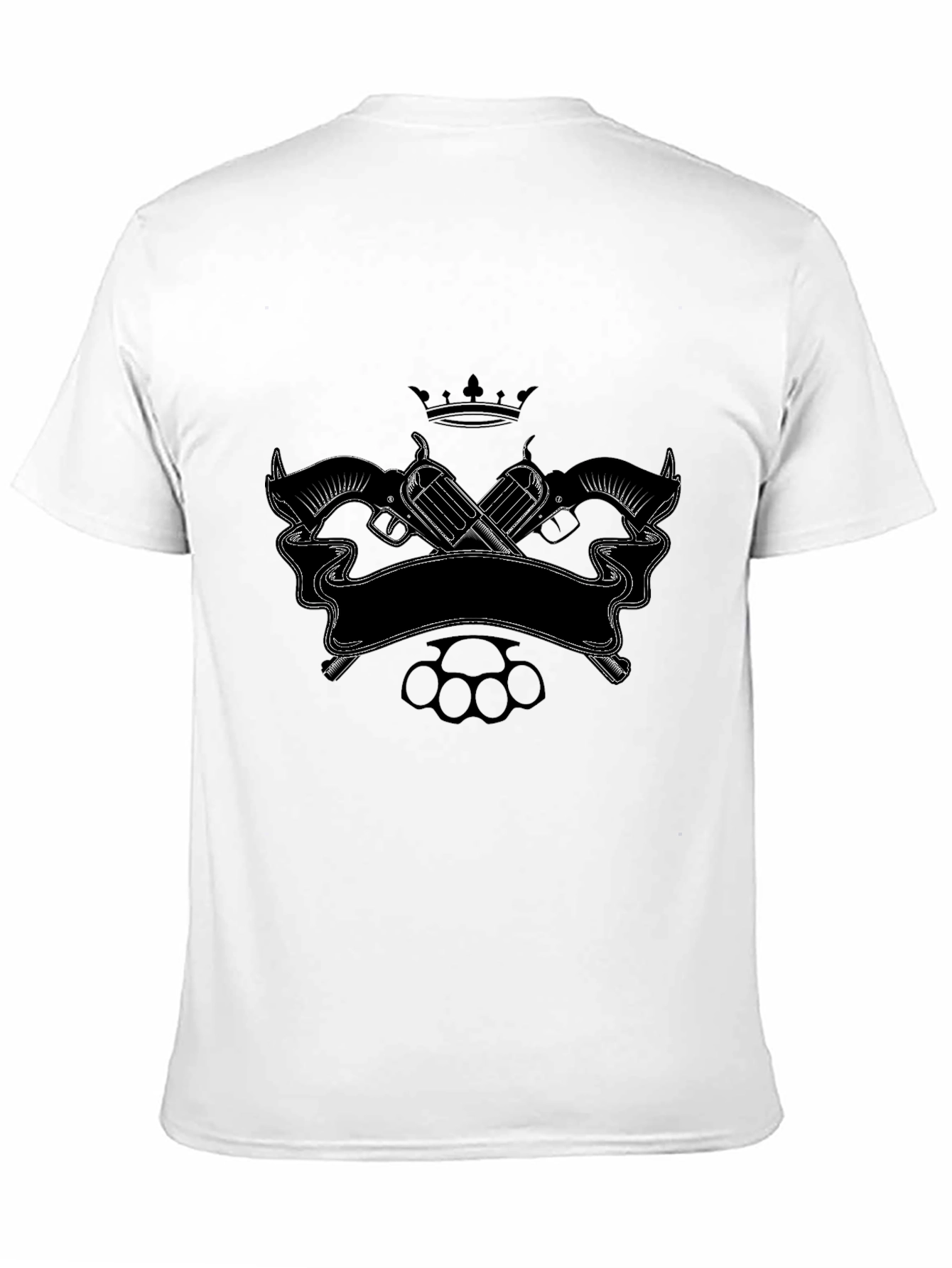 Black T-Shirt with Crown Guns & Knuckles Graphic
