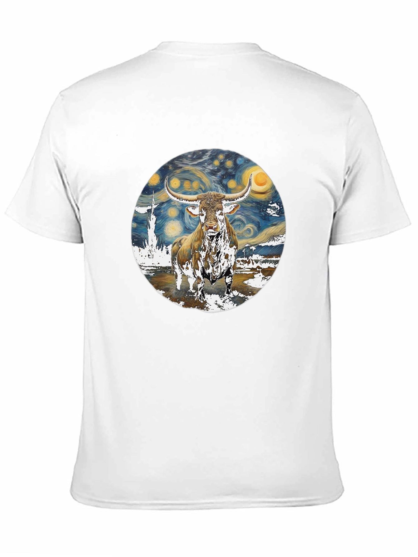Starry Night Longhorn Bull Graphic Tee