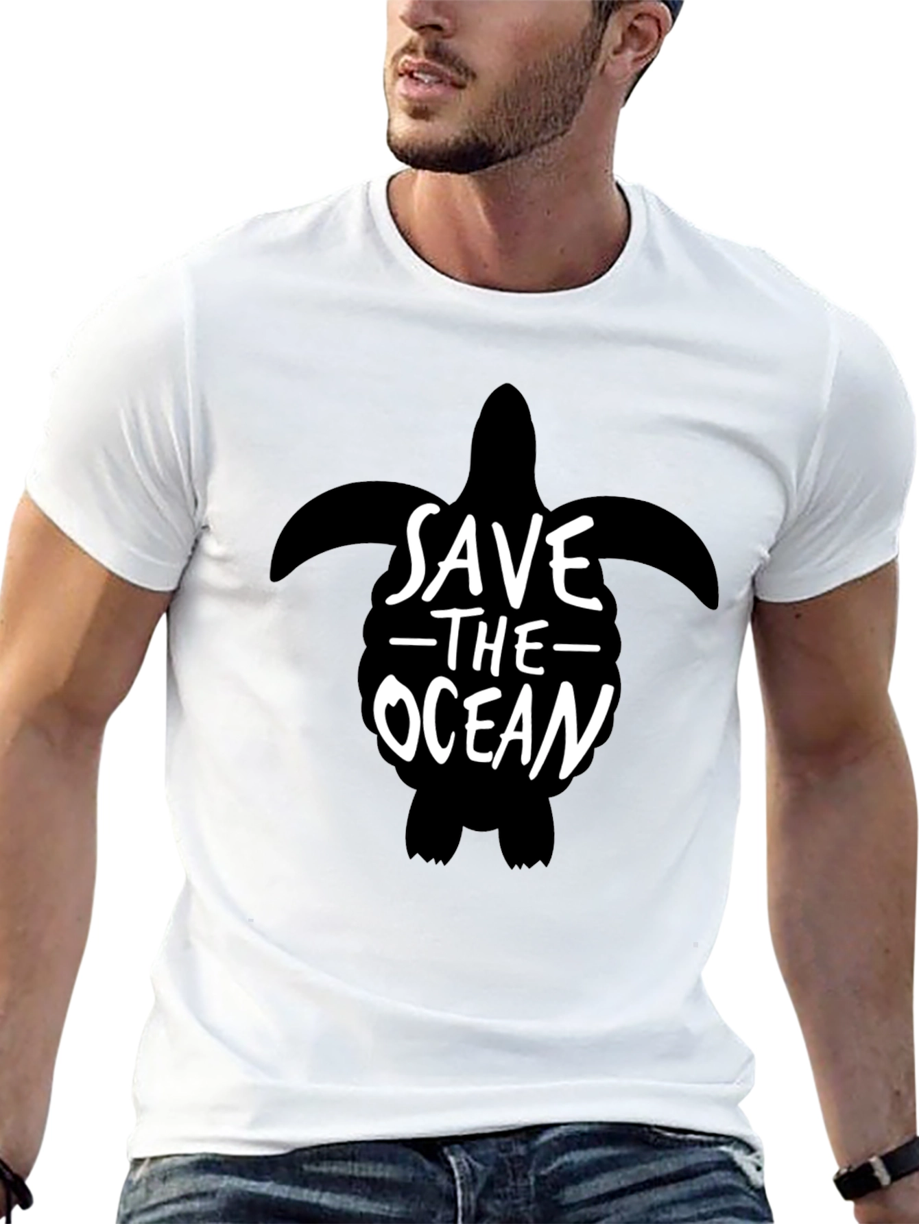 Save The Ocean Turtle Graphic Tee - Black