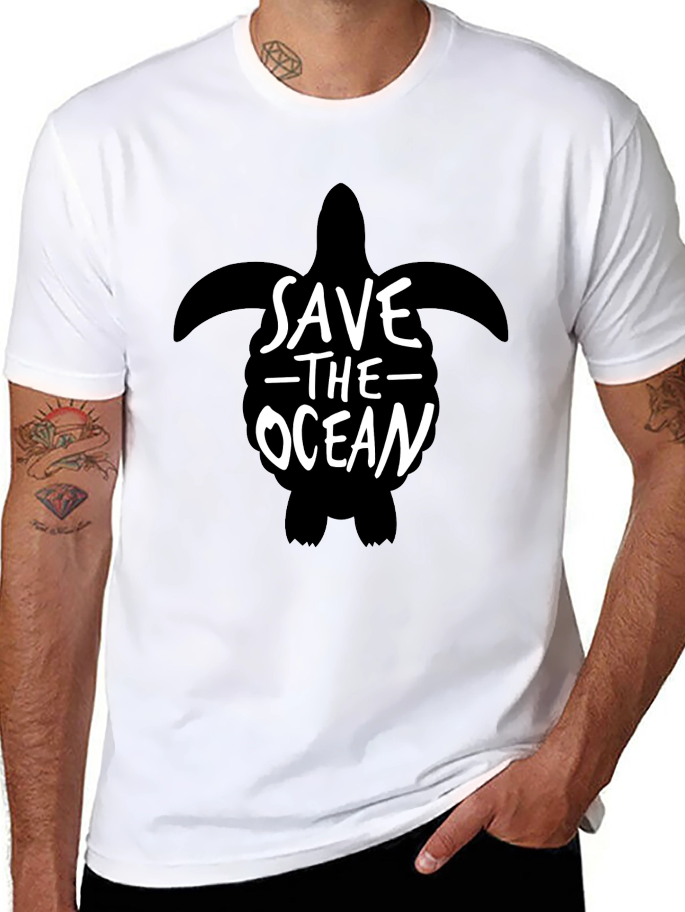 Save The Ocean Turtle Graphic Tee - Black