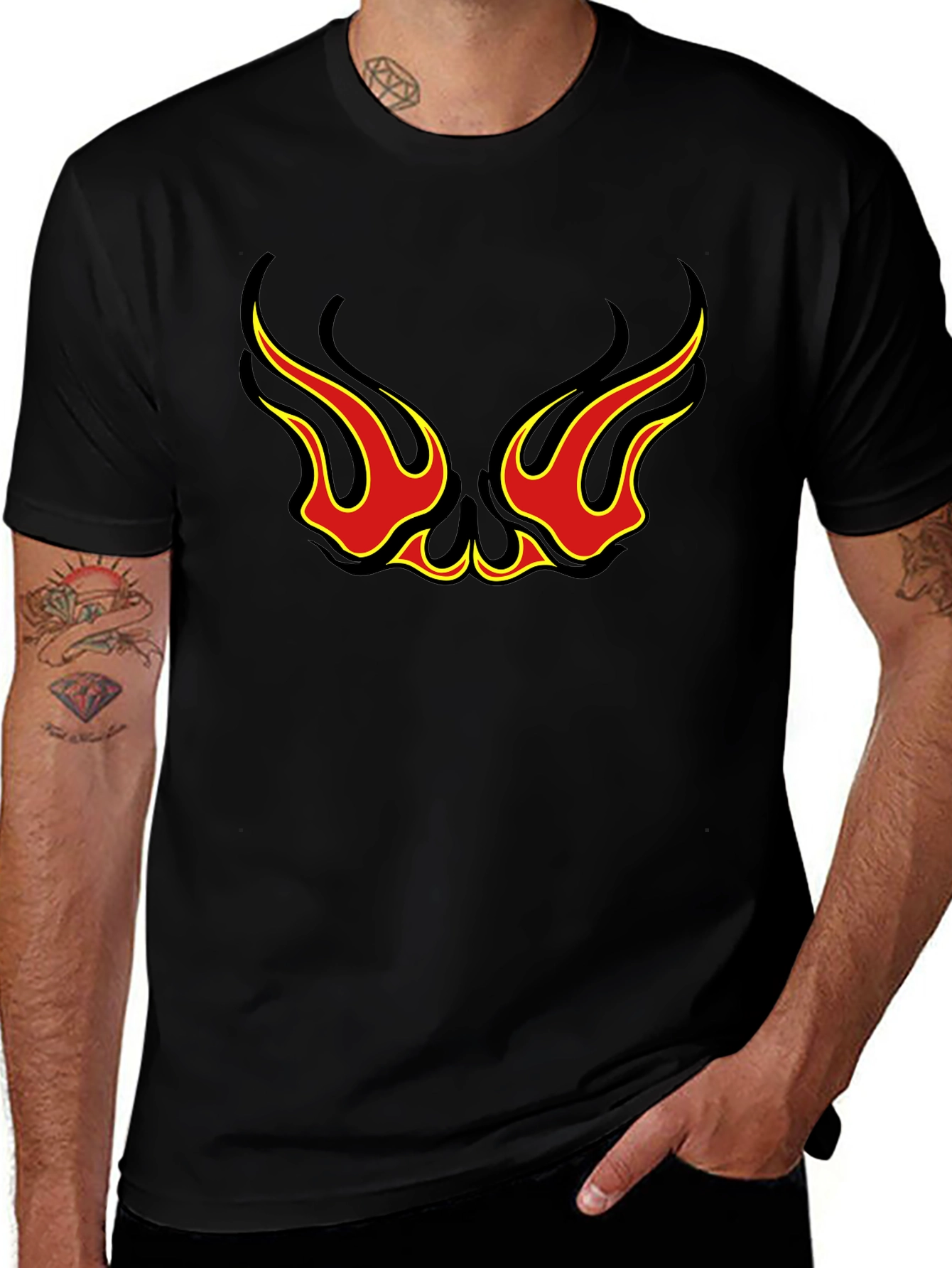 Flame Eye Design Black T-Shirt