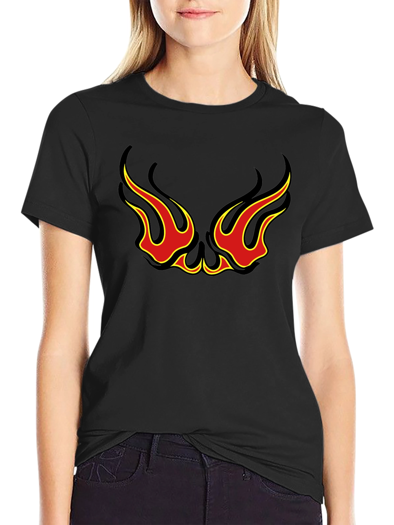 Flame Eye Design Black T-Shirt