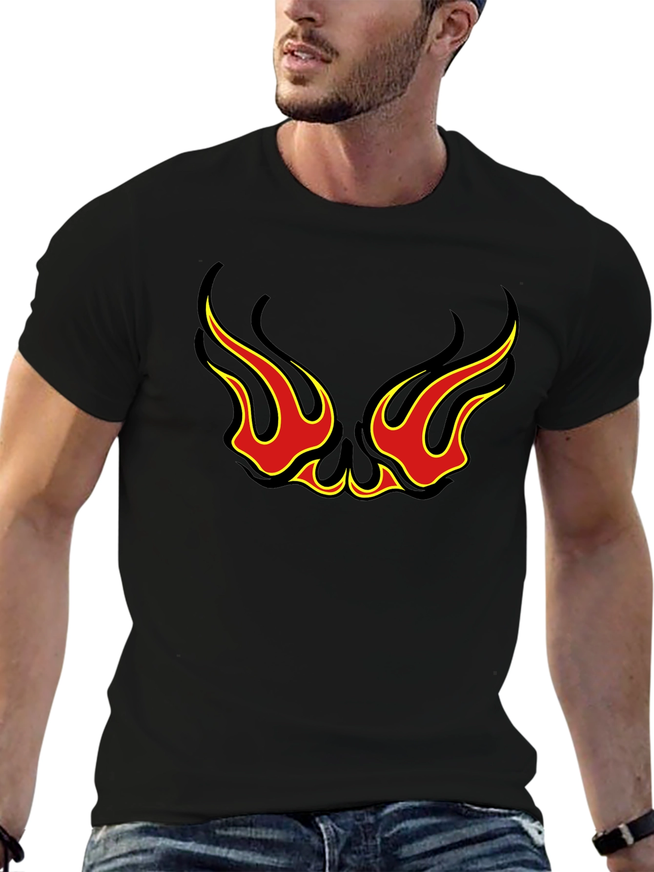 Flame Eye Design Black T-Shirt
