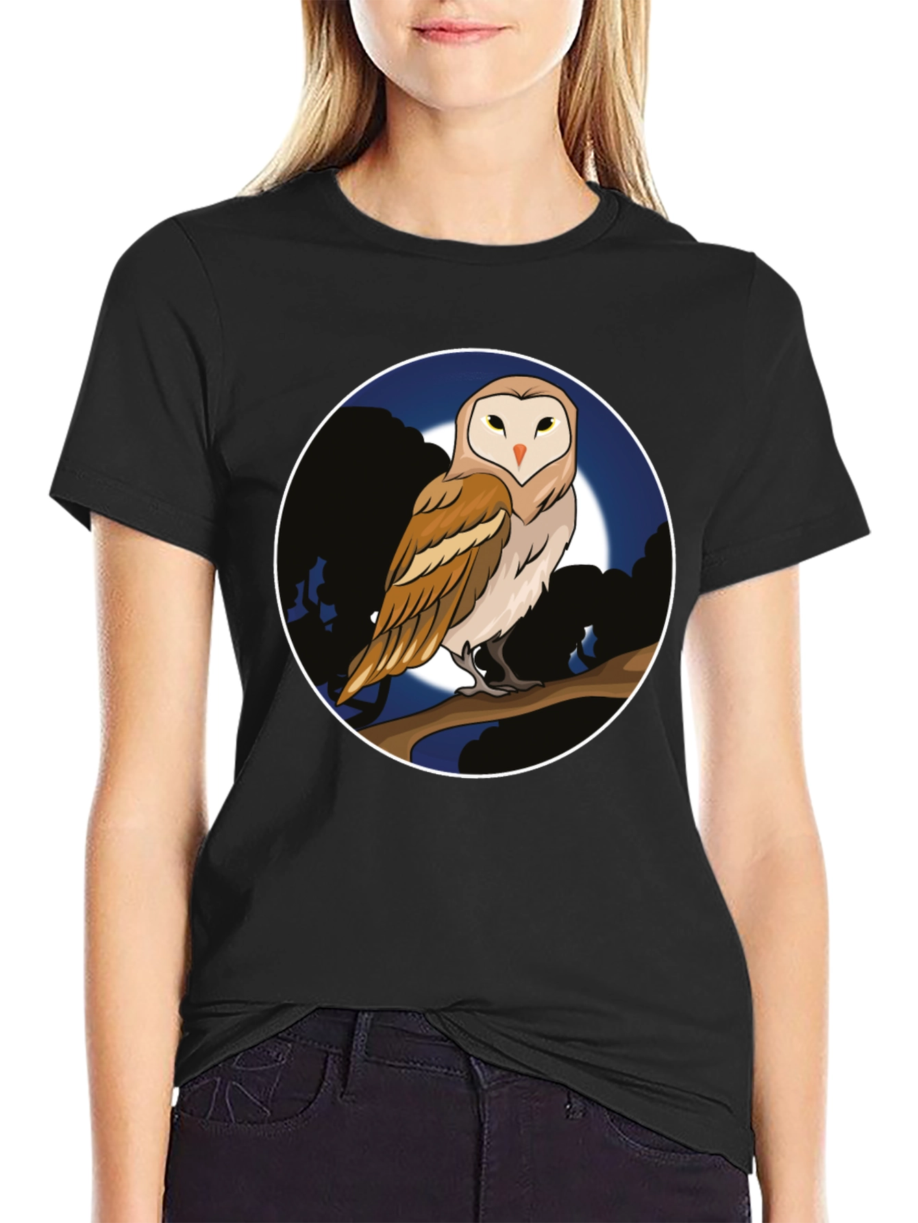 Owl Moon Graphic Tee - Unique Design T-Shirt
