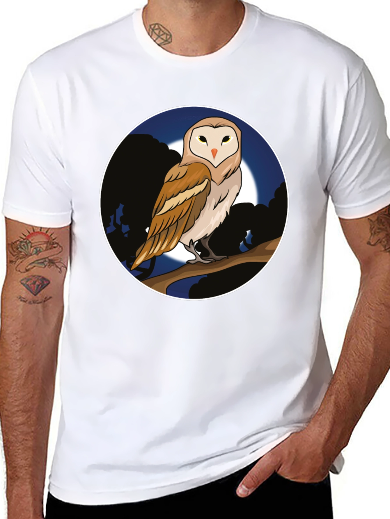 Owl Moon Graphic Tee - Unique Design T-Shirt