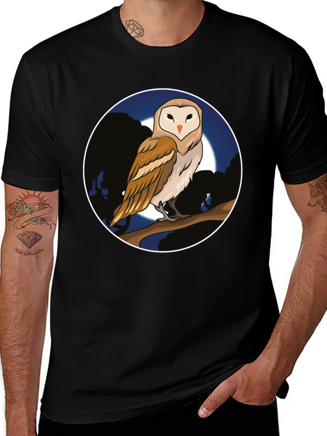 Owl Moon Graphic Tee - Unique Design T-Shirt