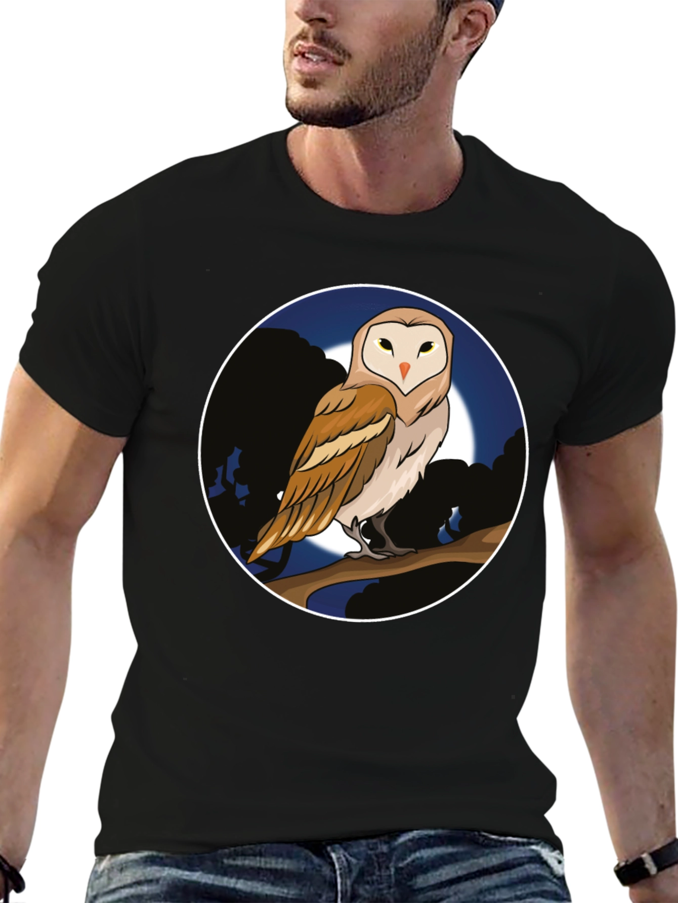 Owl Moon Graphic Tee - Unique Design T-Shirt