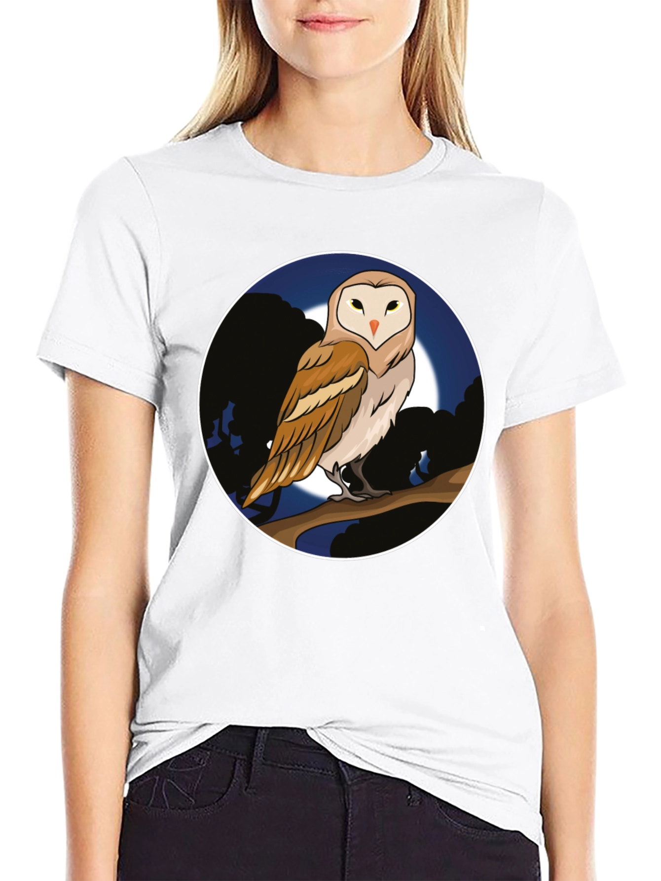 Owl Moon Graphic Tee - Unique Design T-Shirt