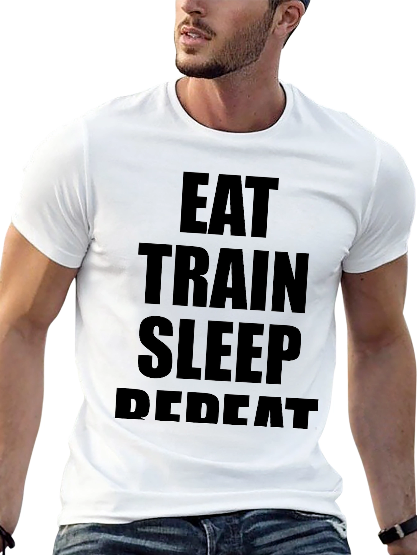 Eat Train Sleep Repeat Black Graphic Tee