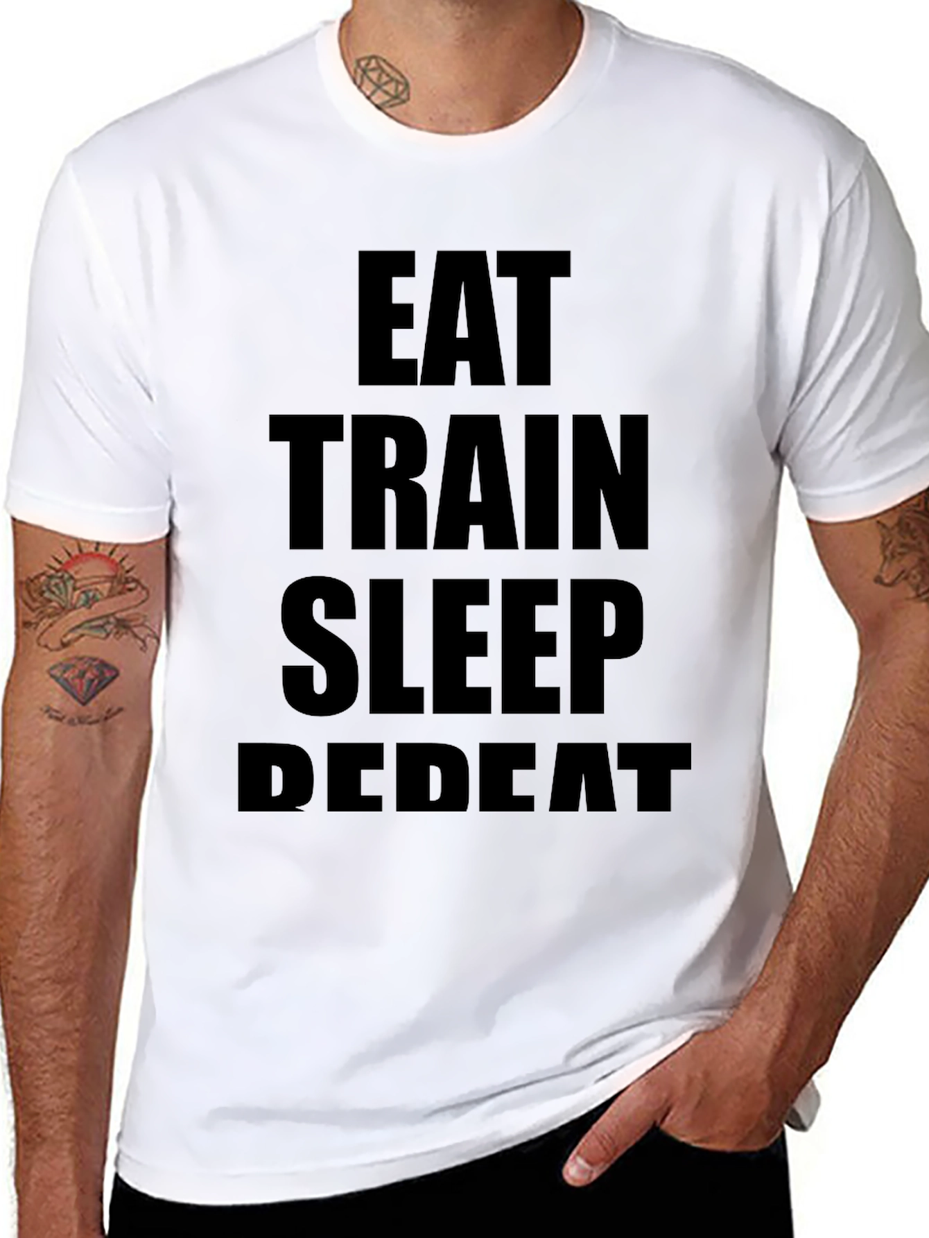 Eat Train Sleep Repeat Black Graphic Tee