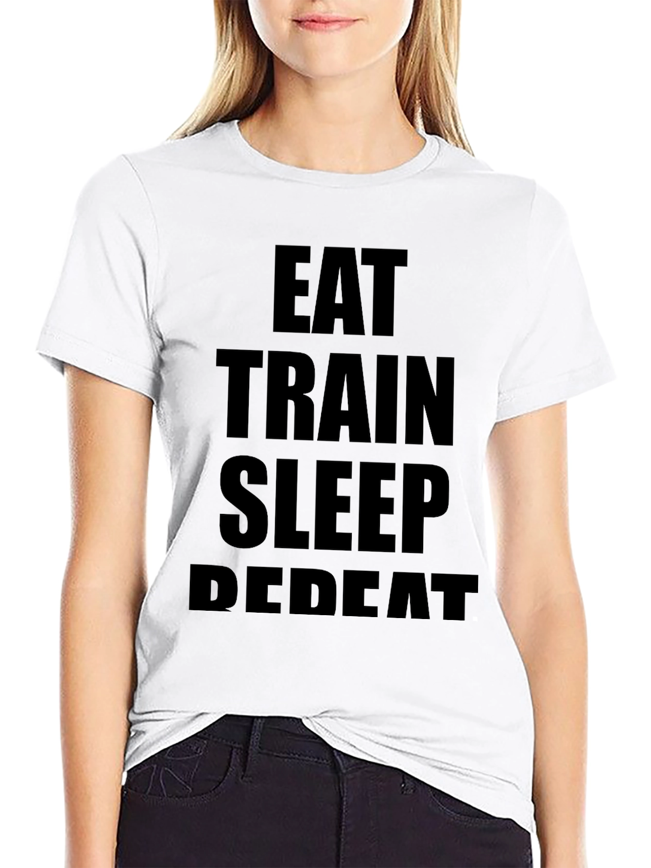 Eat Train Sleep Repeat Black Graphic Tee