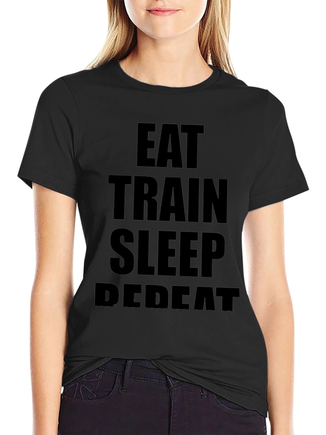 Eat Train Sleep Repeat Black Graphic Tee