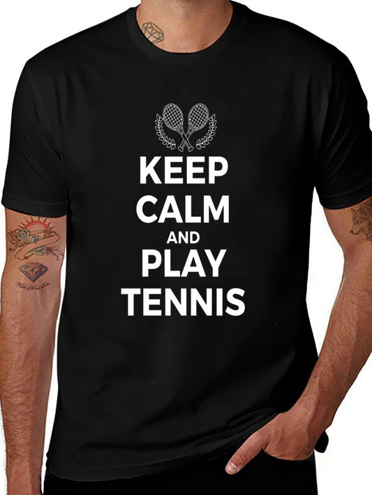 Keep Calm and Play Tennis Graphic T-Shirt