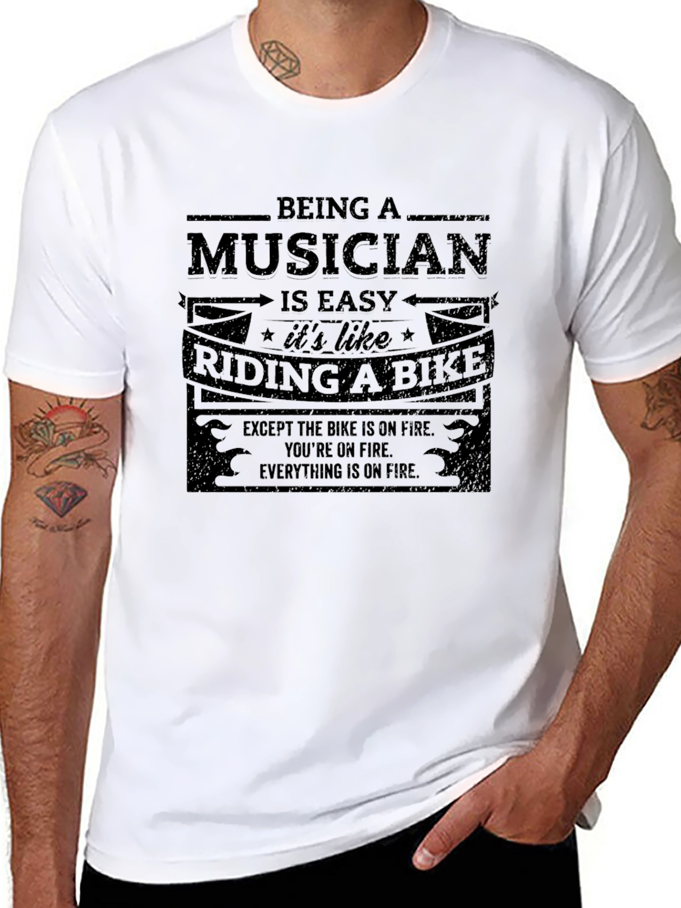 Musician Life T-Shirt: Bike On Fire Edition