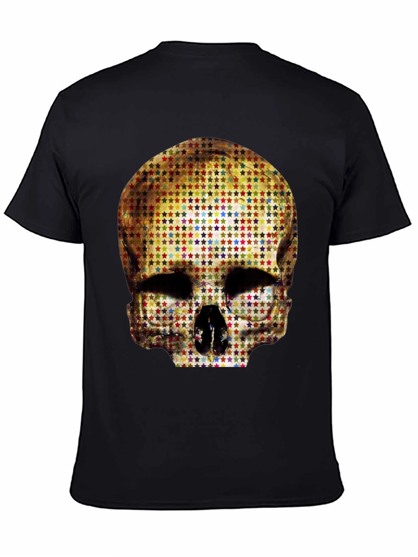 Skull Star Pattern Graphic Tee - Black