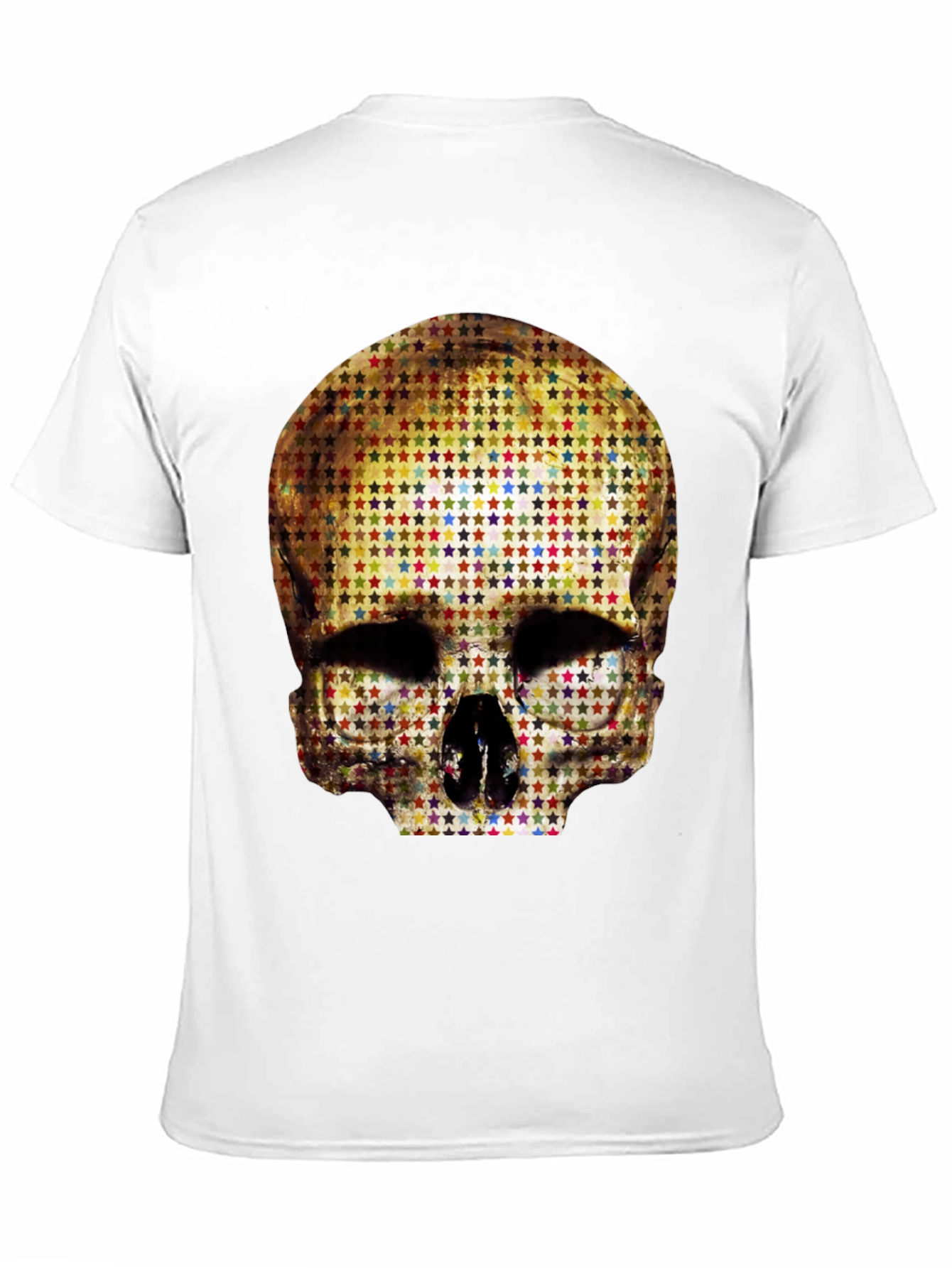 Skull Star Pattern Graphic Tee - Black