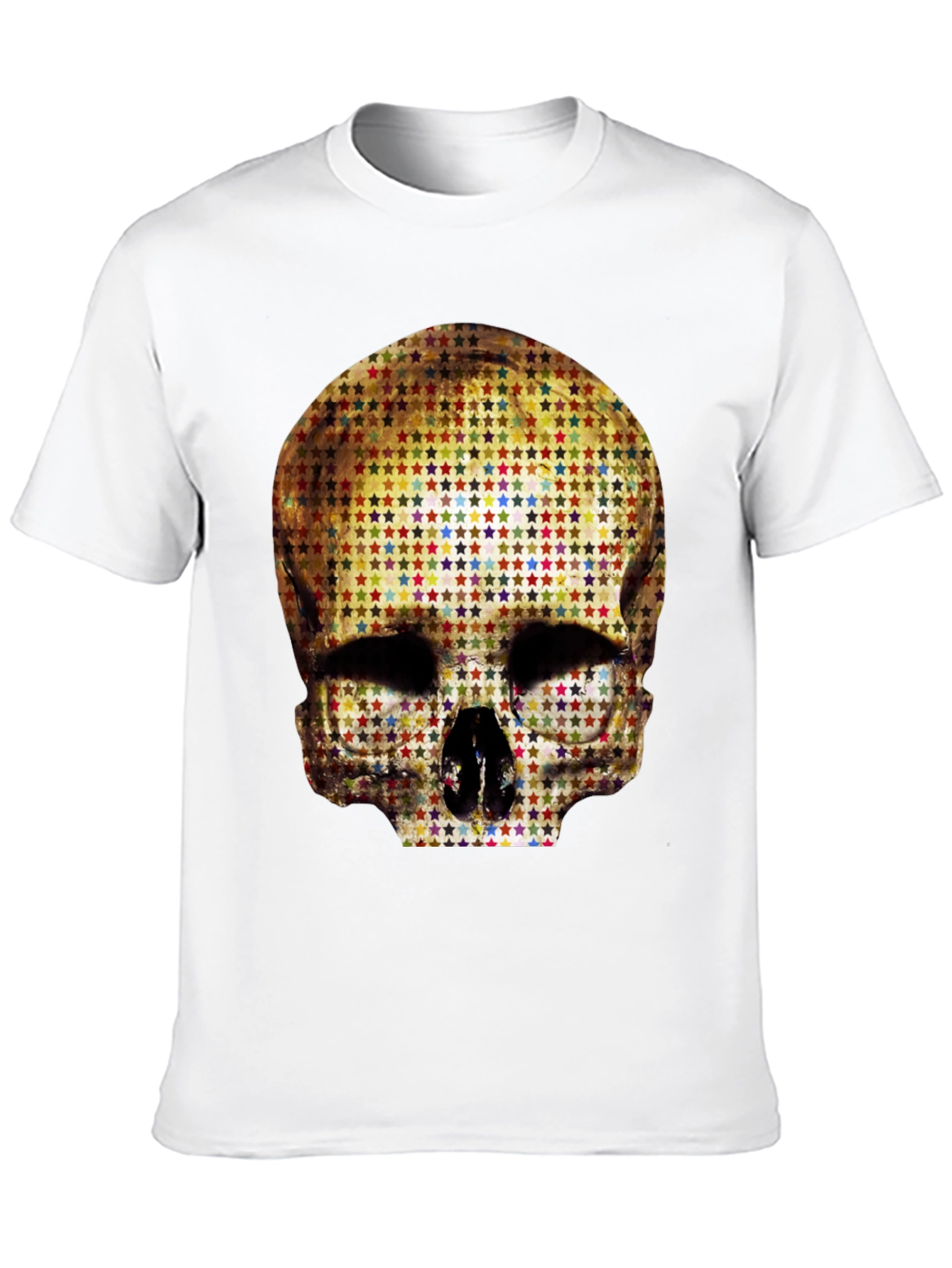 Skull Star Pattern Graphic Tee - Black