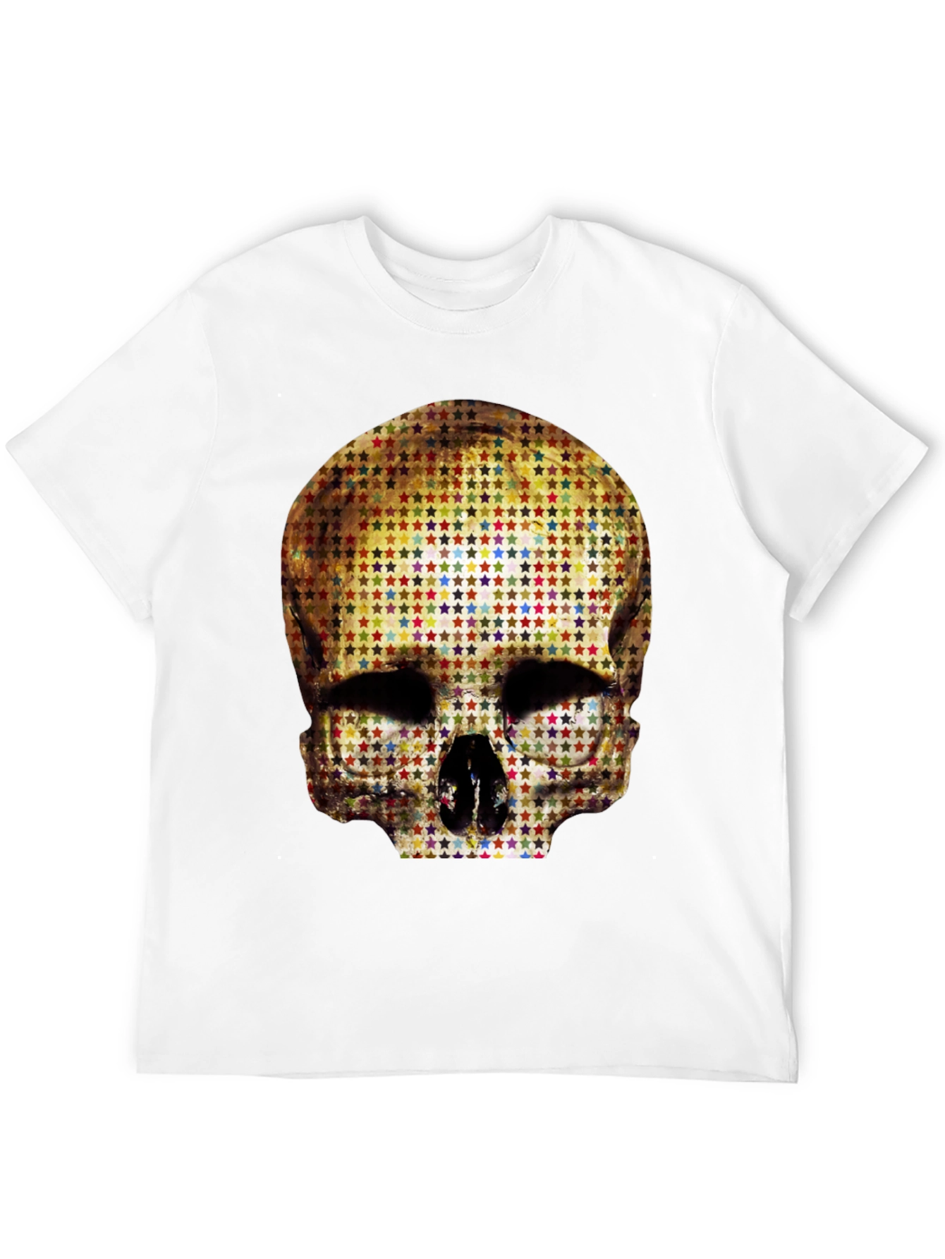 Skull Star Pattern Graphic Tee - Black