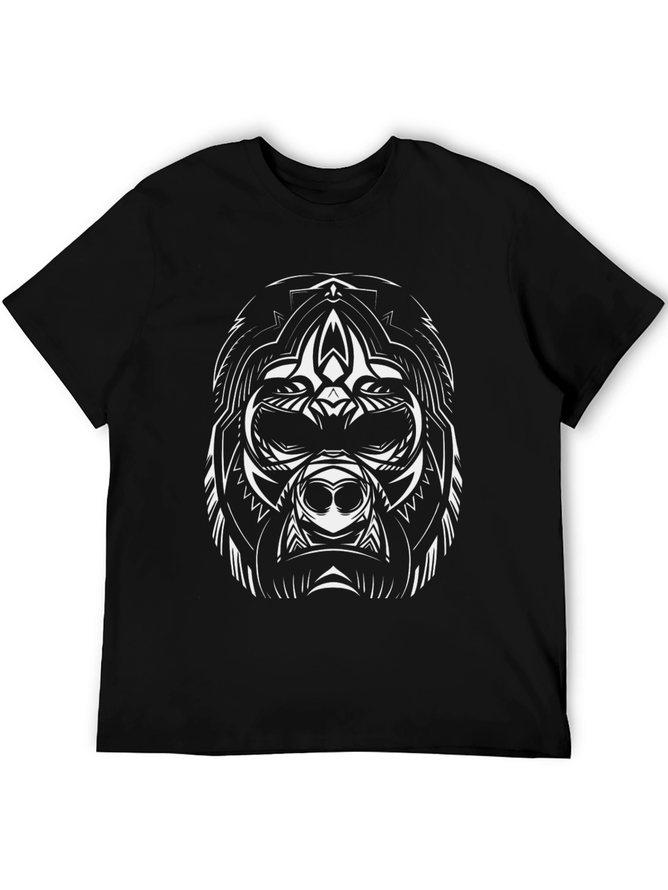 Tribal Gorilla Graphic Tee - Stylish Black T-Shirt