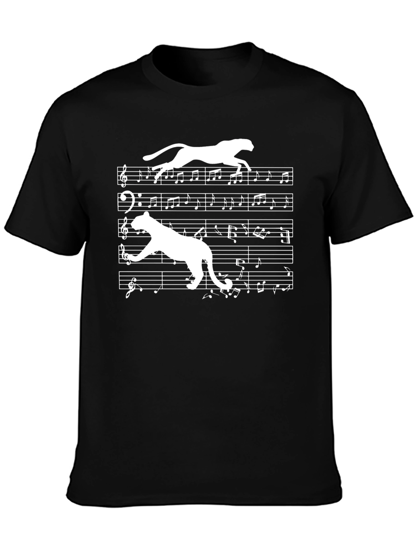 Musical Cheetah Print Black Tee