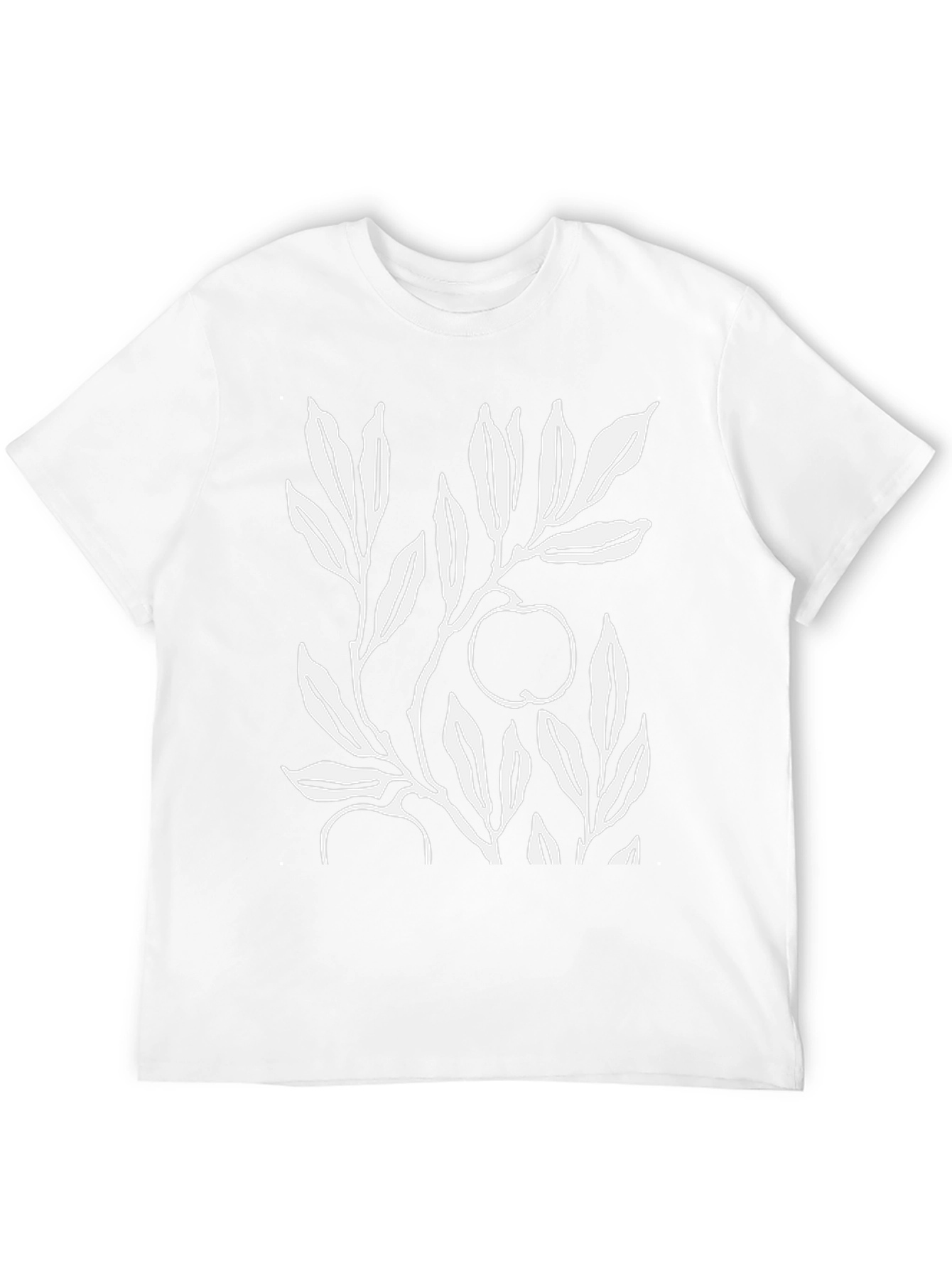 Botanical Apple Branch Print Black T-Shirt