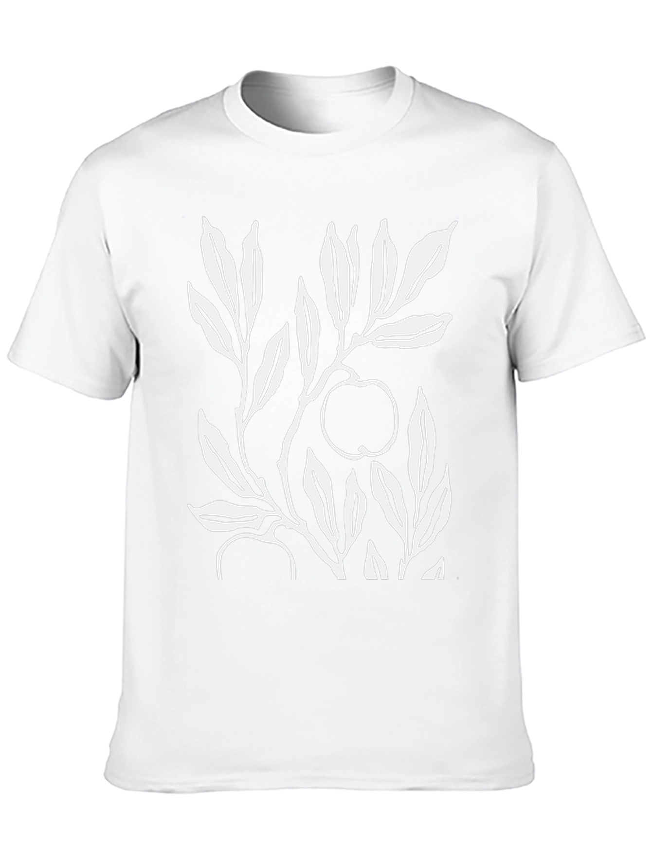Botanical Apple Branch Print Black T-Shirt