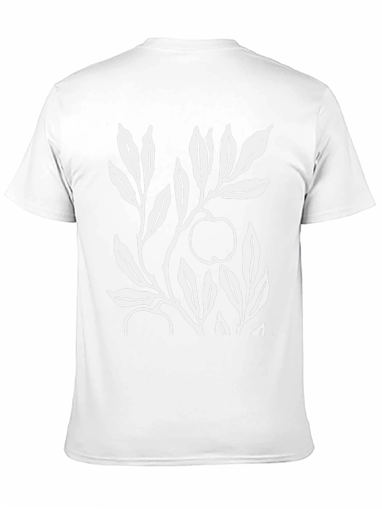 Botanical Apple Branch Print Black T-Shirt