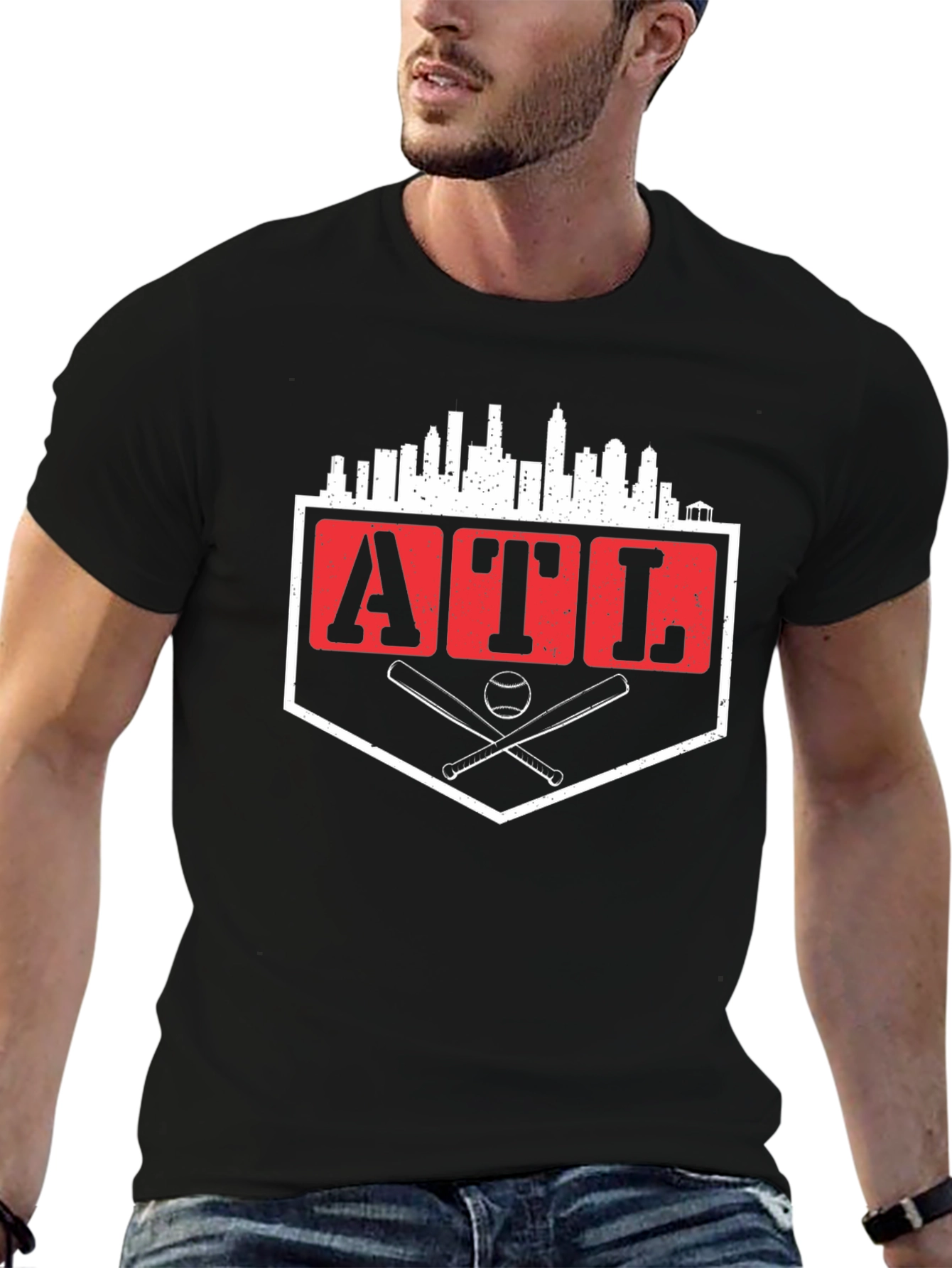 ATL Baseball T-Shirt: Atlanta Skyline & Baseball Design