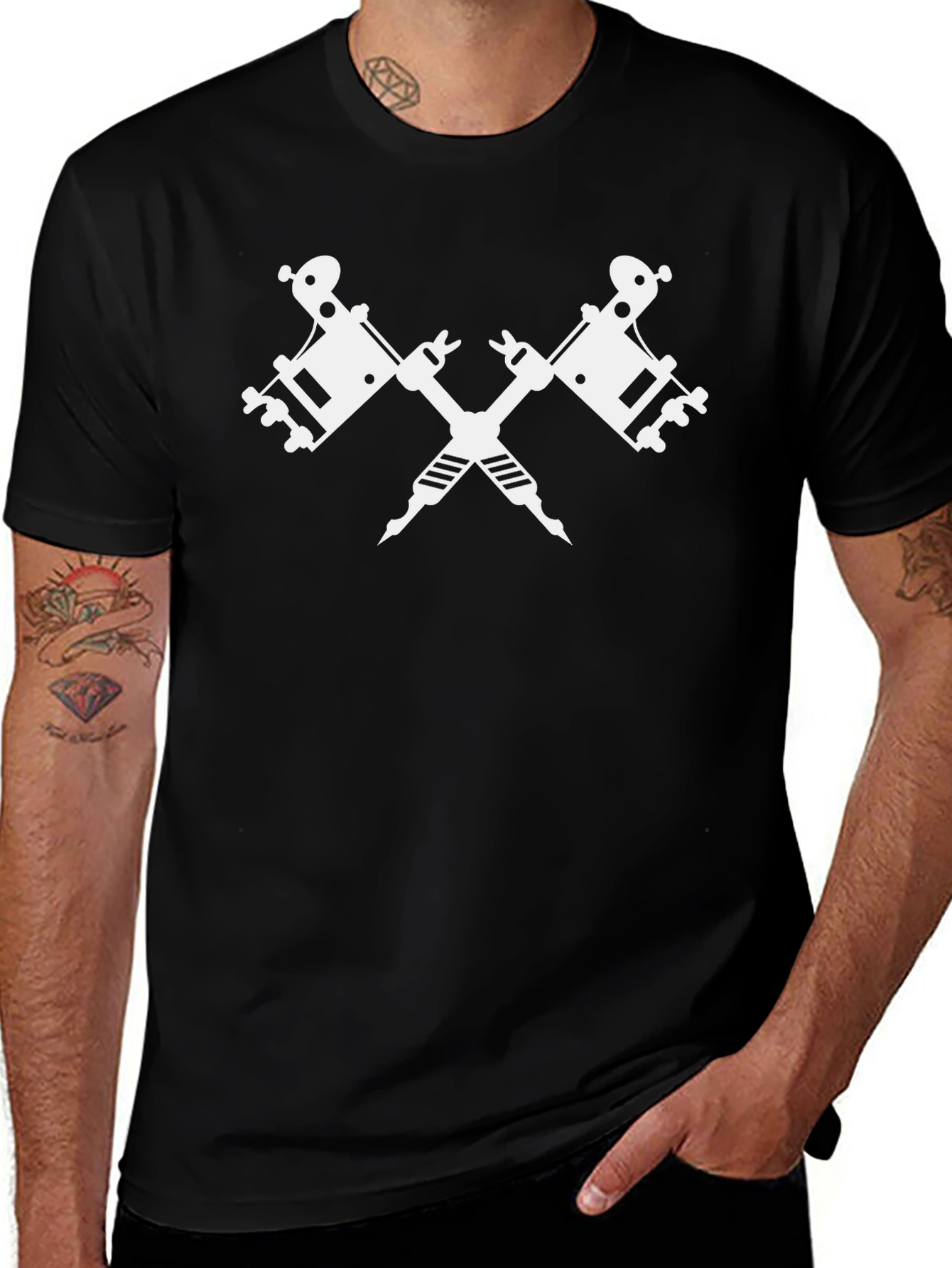 Tattoo Machine Graphic Tee - Black Cotton T-Shirt